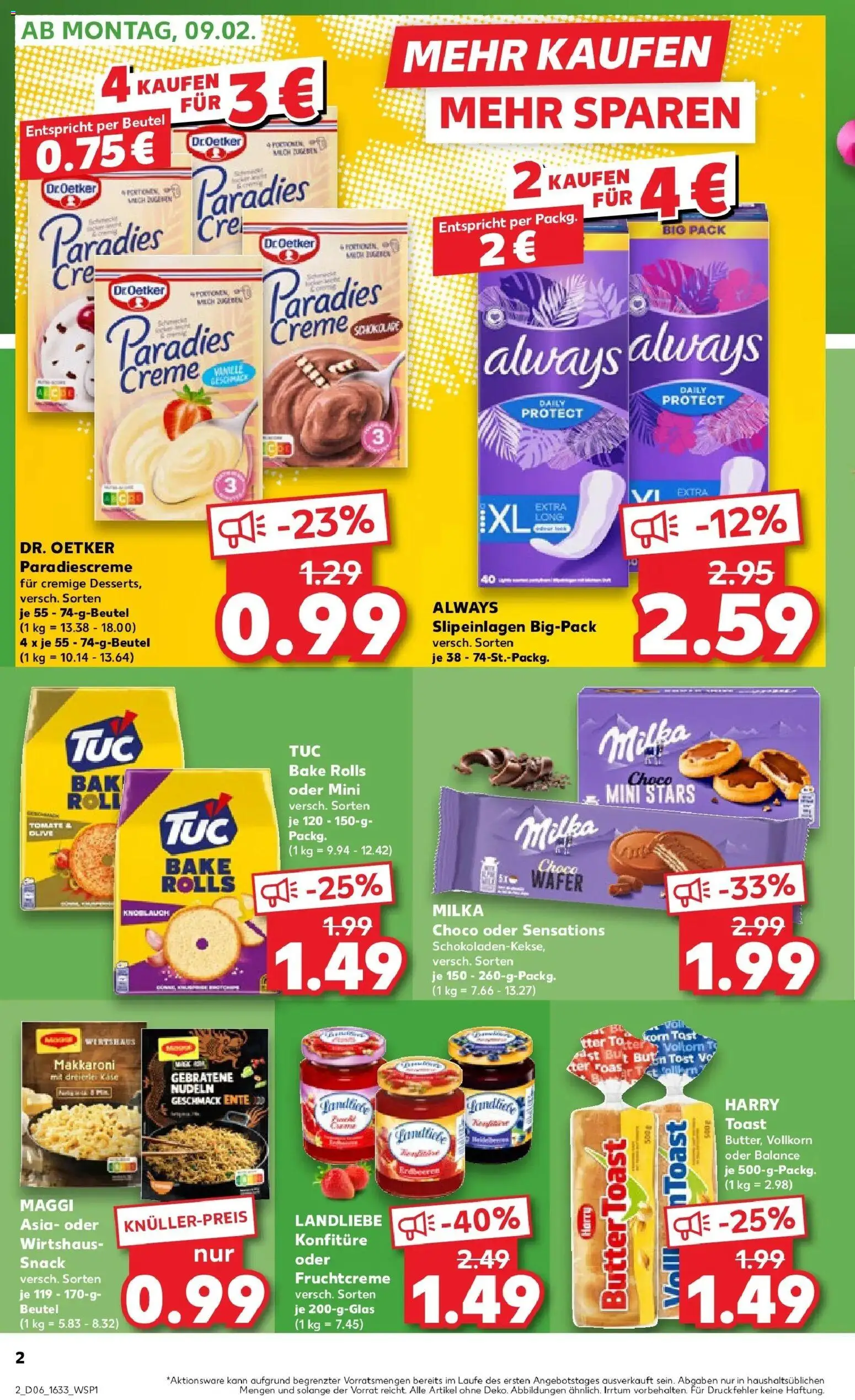 Kaufland prospekt Göppingen	 – gültig ab 09.02.2026 | Seite: 2 | Produkte: Milch, Butter, Milka, Ente