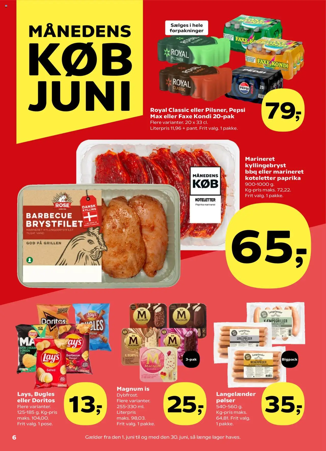 Kvickly Tilbudsavis gyldig fra 06.06.2025 | Side: 6 | Produkter: Koteletter, Is, Faxe Kondi, Paprika