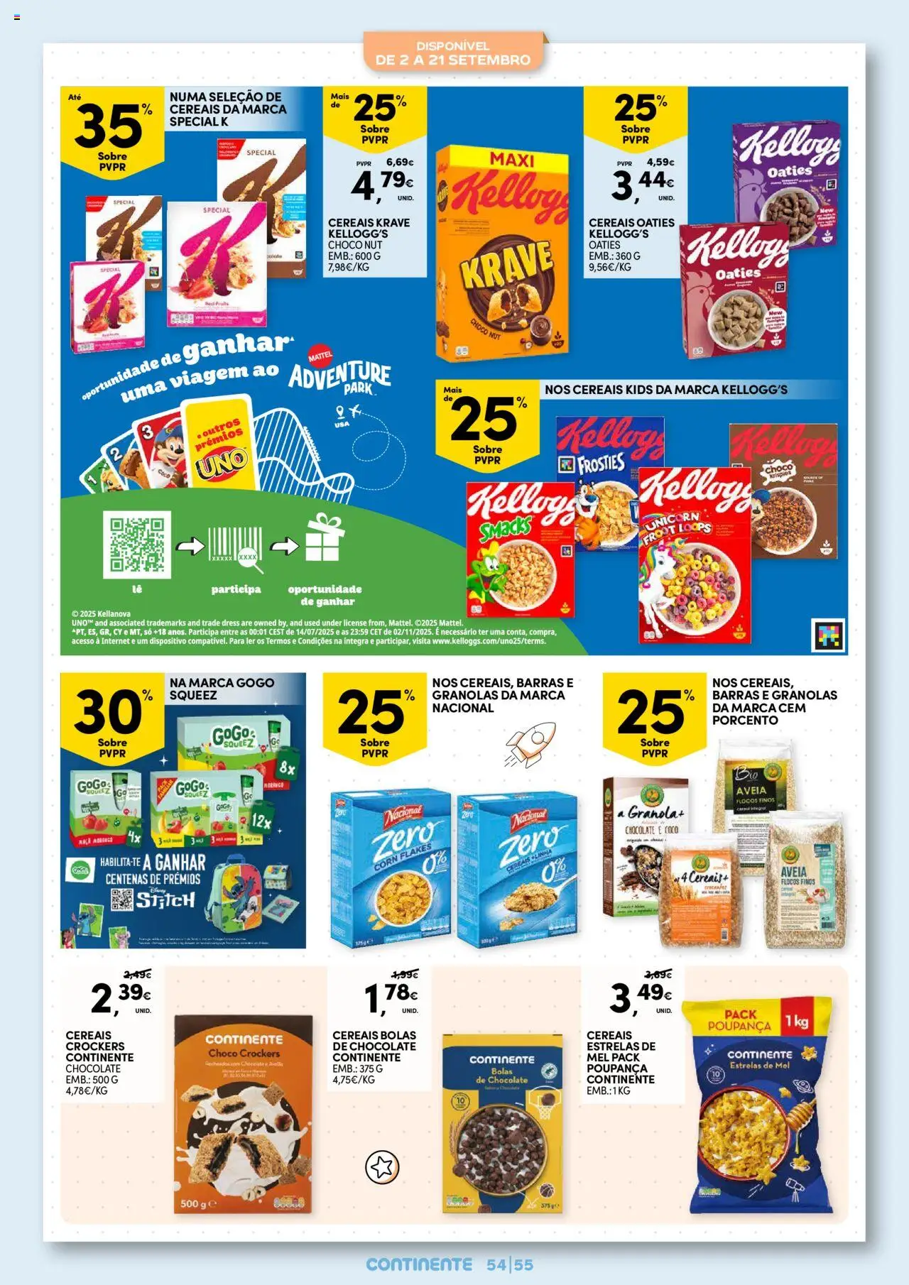 Continente - Regresso às Aulas: Regressamos com tudo │ válido de 12.08.2025 | Página: 55 | Produtos: Aveia, Granola, Mel, Cereais
