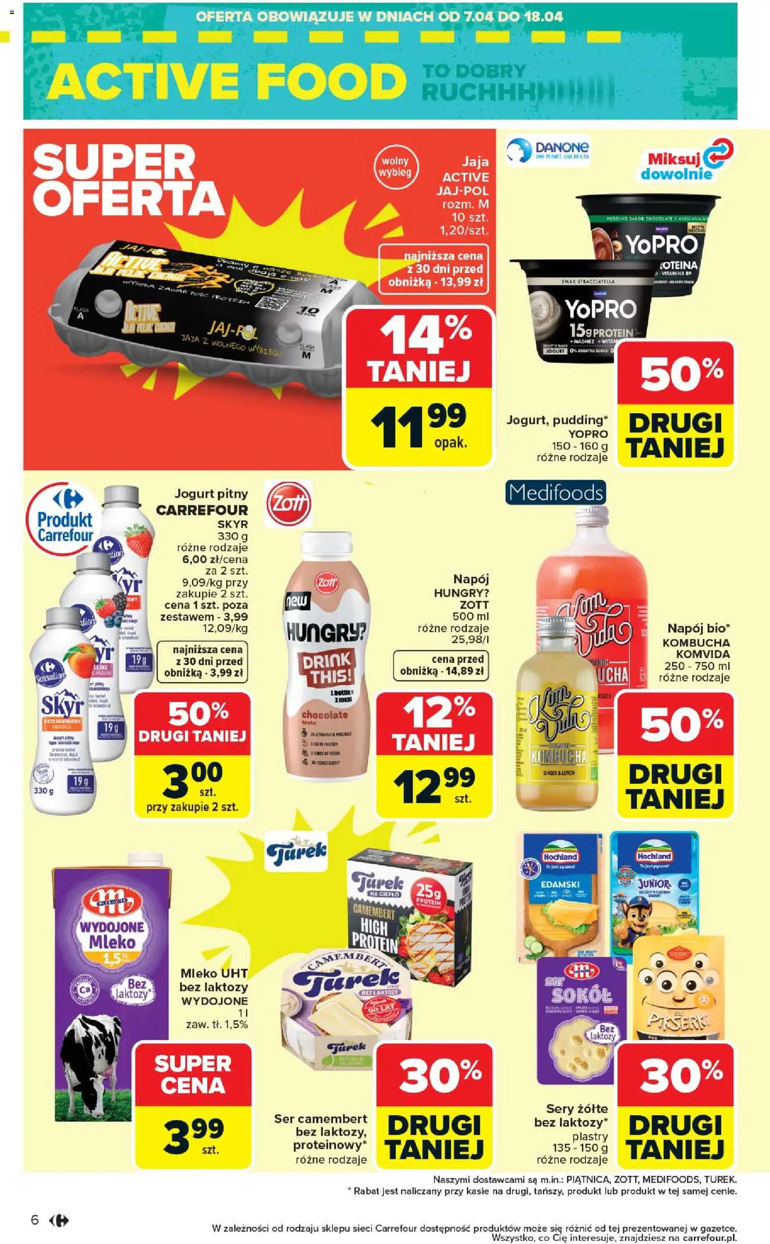 Carrefour gazetka od 07.04.2026 | Strona: 8 | Produkty: Bez laktozy, Jogurt pitny, Sery, Skyr