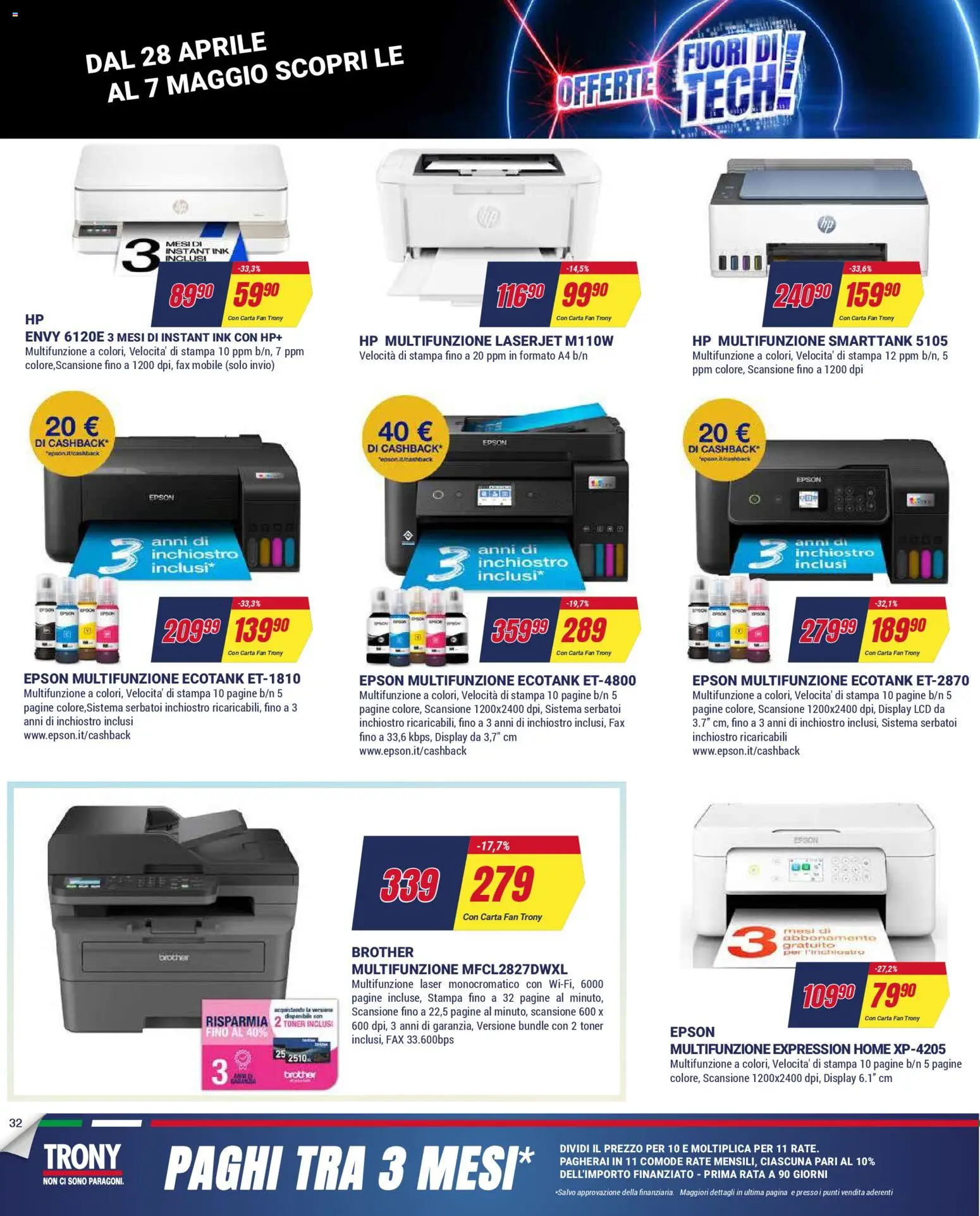 Volantino Trony del 28.04.2026 | Pagina: 32 | Prodotti: Mobile, Toner, Fan, Stampa