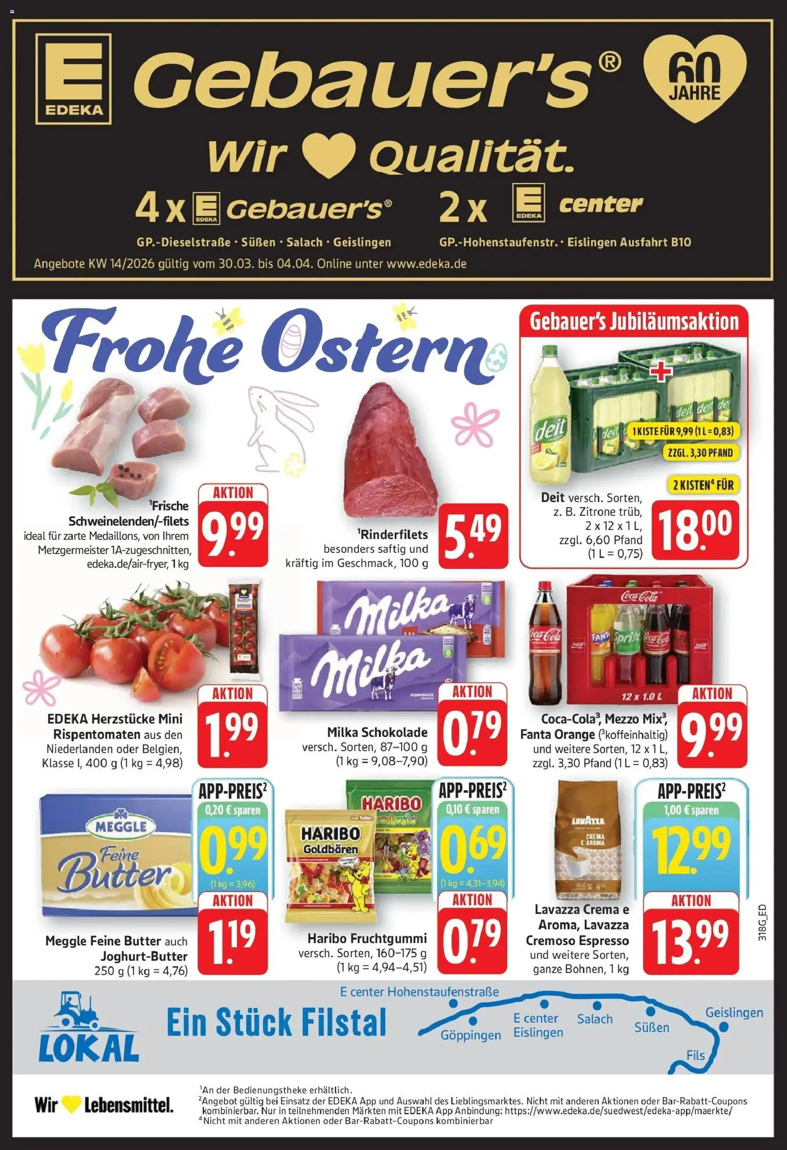 Edeka prospekt Geislingen	 – gültig ab 30.03.2026 | Seite: 1 | Produkte: Coca cola, Fanta, Haribo, Butter