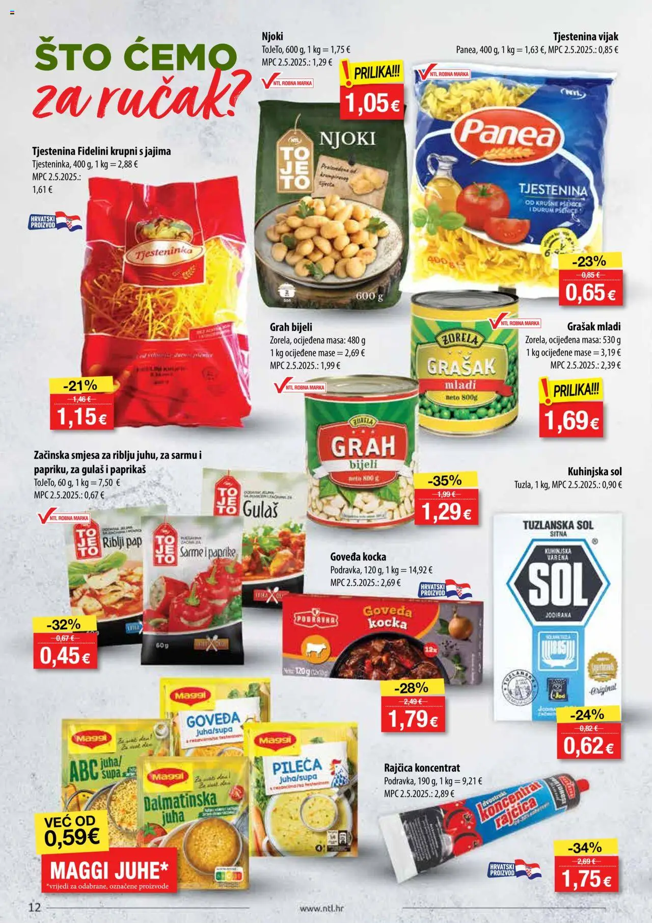 NTL katalog | vrijedi od 30.07.2025 | Stranica: 12 | Proizvodi: Grah, Njoki, Tjestenina, Grašak