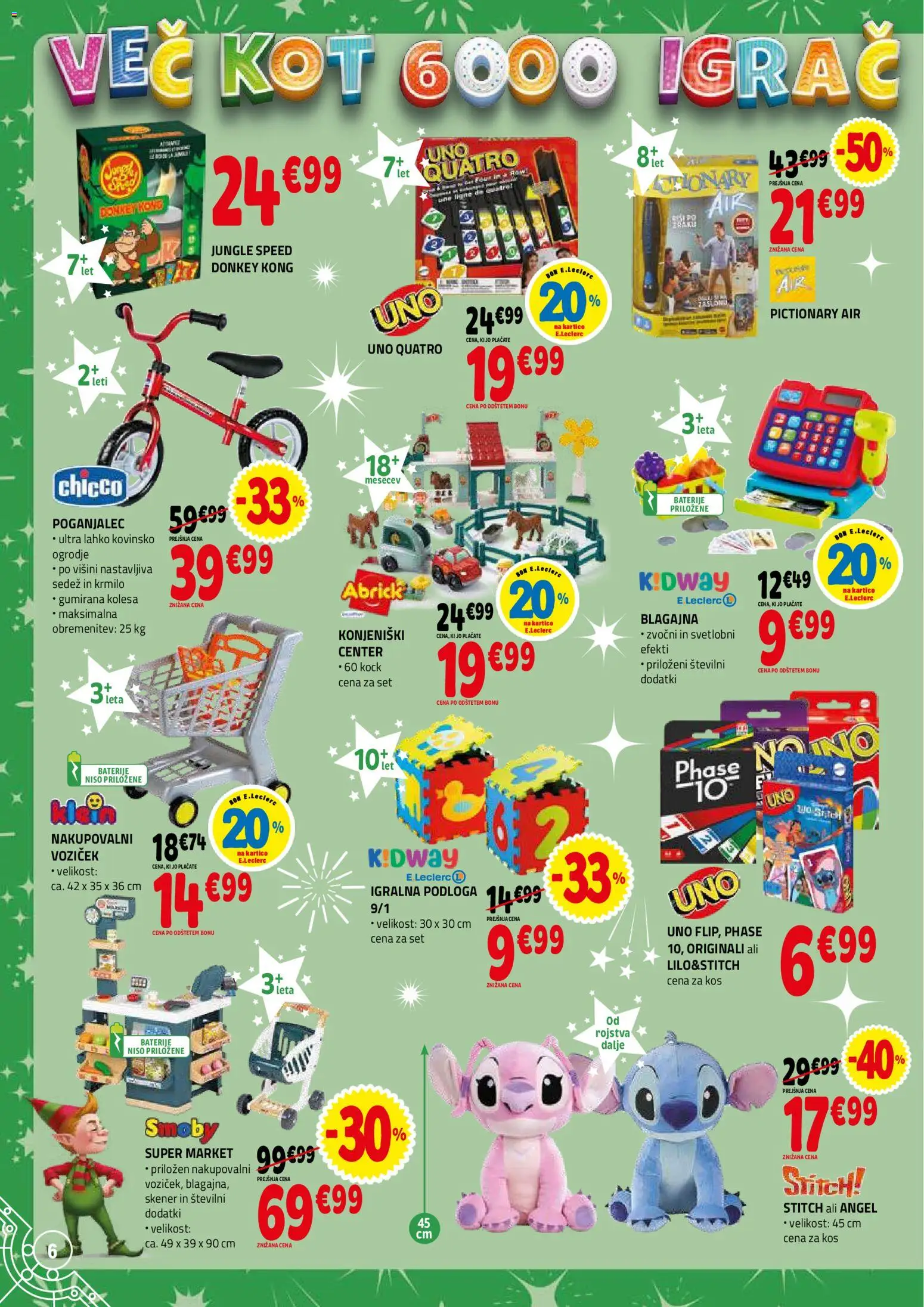Novi E.leclerc katalog ponudbe – veljaven od 26.11.2025 | Stran: 6 | Izdelki: Baterije, Kos, Podloga, Voziček