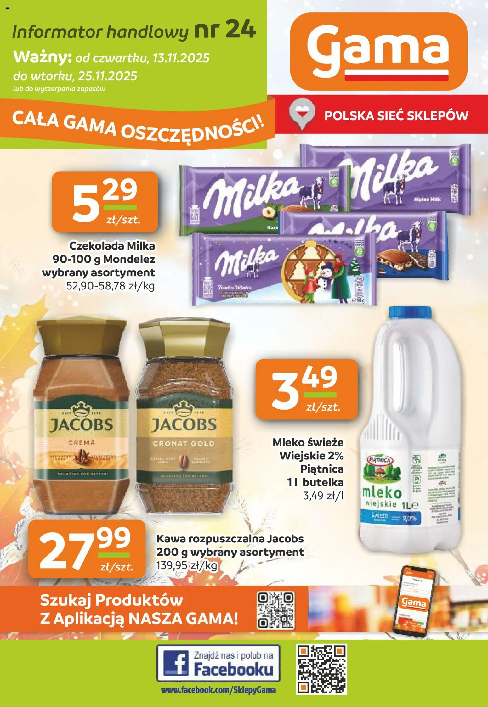 Gama Gazetka od 13.11.2025 | Strona: 1 | Produkty: Czekolada milka, Milka, Kawa, Czekolada