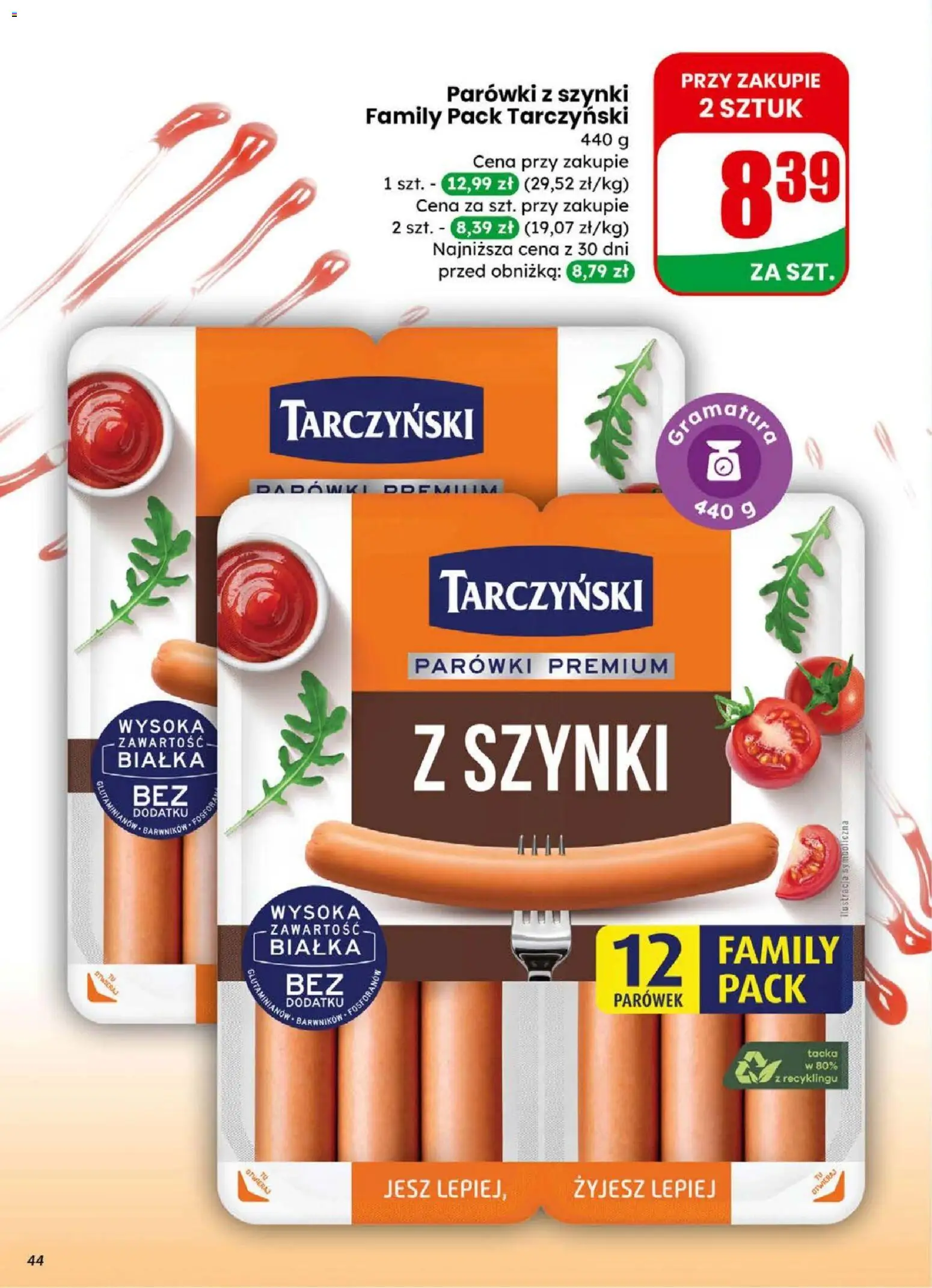 Dino Gazetka od 31.12.2025 | Strona: 44 | Produkty: Parówki z szynki, Parówki