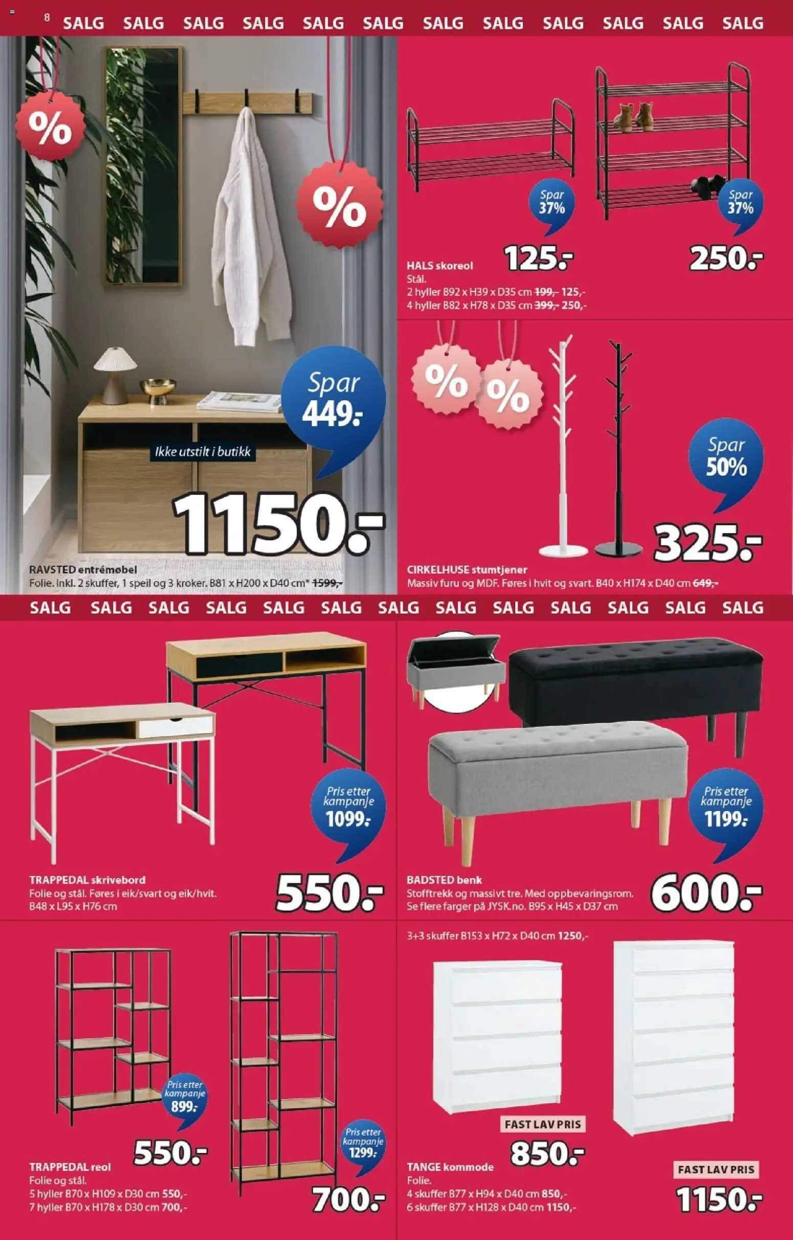 {H1} | Side: 8 | Produkter: Gown, Benk, Kommode, Speil