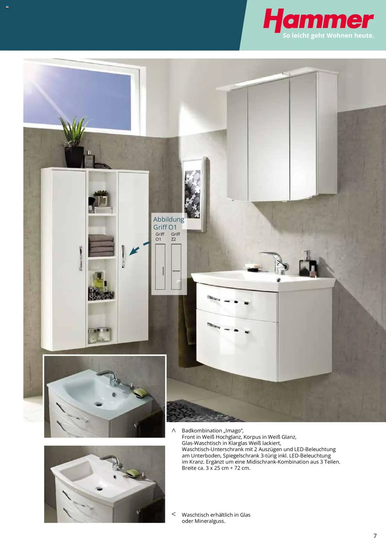 Hammer Zuhause Nautic Badmoebel - gültig ab dem 01.01.2024 | Seite: 7 | Produkte: Waschtisch, Spiegelschrank