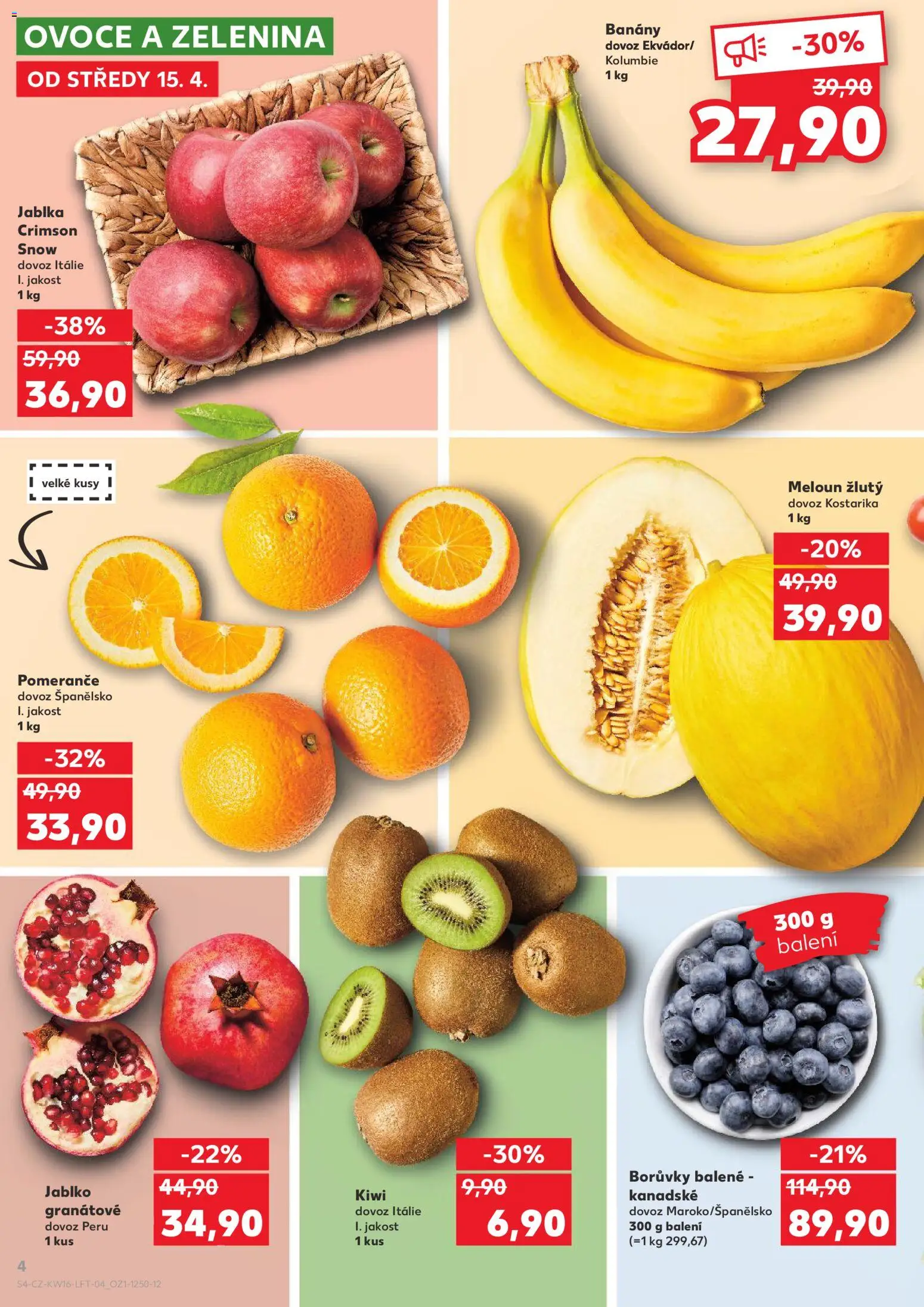 Kaufland leták - Praha 8 od 15.04.2026 | Strana: 4 | Produkty: Ovoce, Banány, Kiwi, Apple