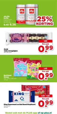 PLUS Cake mergpijpjes, Pak 200 gram - Voorbeeld van een folder van Plus, geldig van 22.04.2026 | Pagina: 18 | Producten: Snoep, Koffie, Zak, Pepermunt