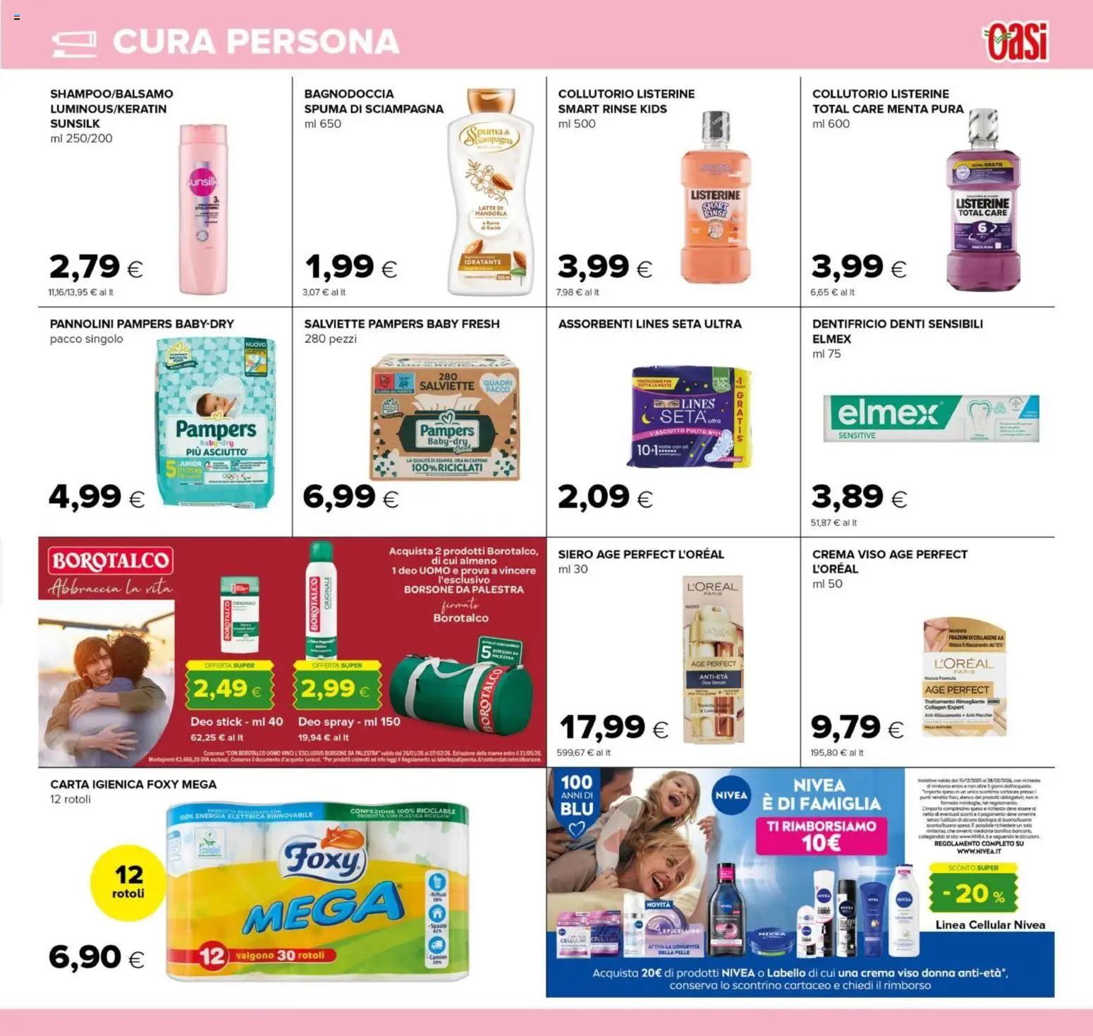 Volantino Oasi del 15.01.2026 | Pagina: 19 | Prodotti: Carta igienica, Latte, Borsone, Menta