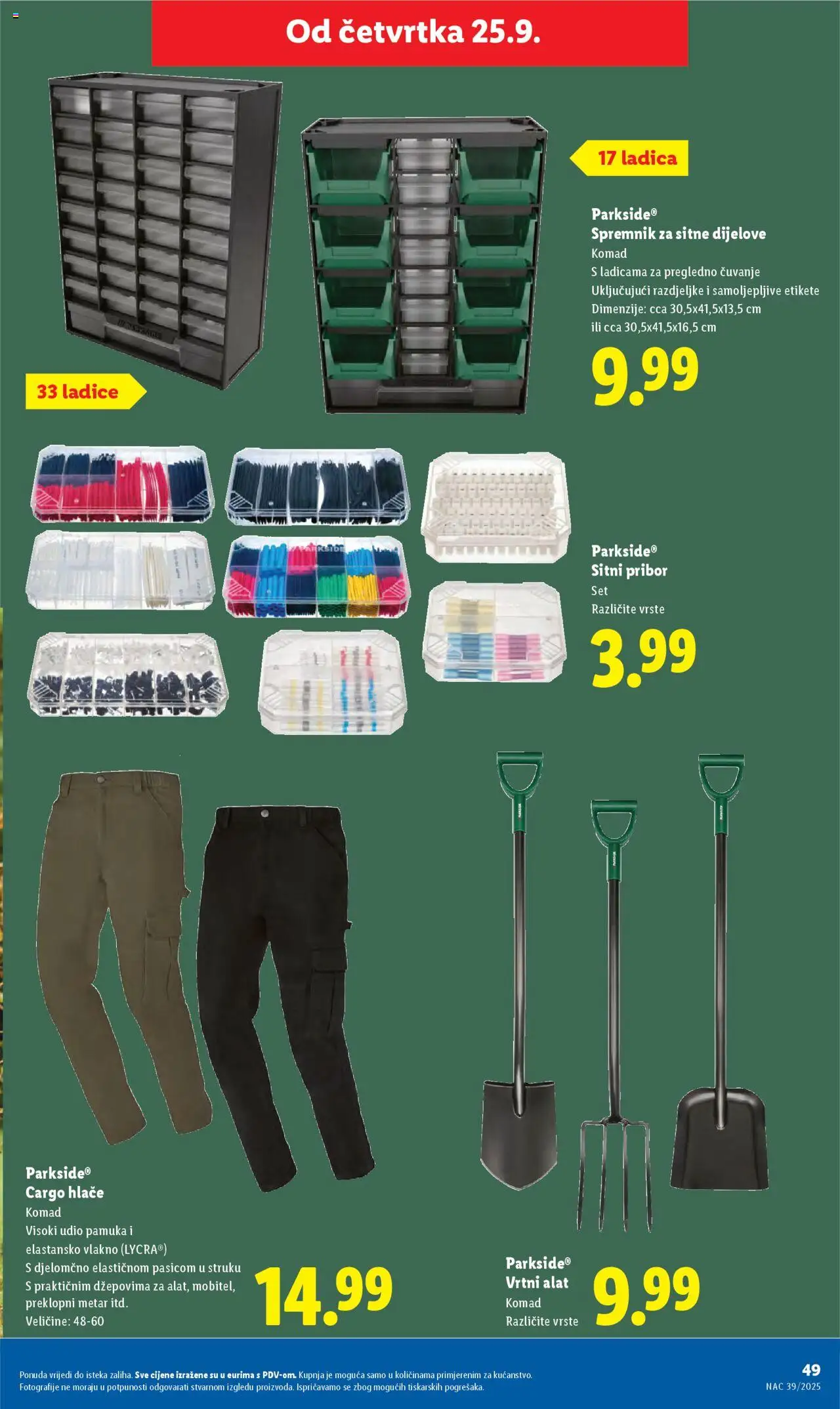 Lidl katalog | vrijedi od 22.09.2025 | Stranica: 49 | Proizvodi: Hlače, Alat, Metar, Parkside