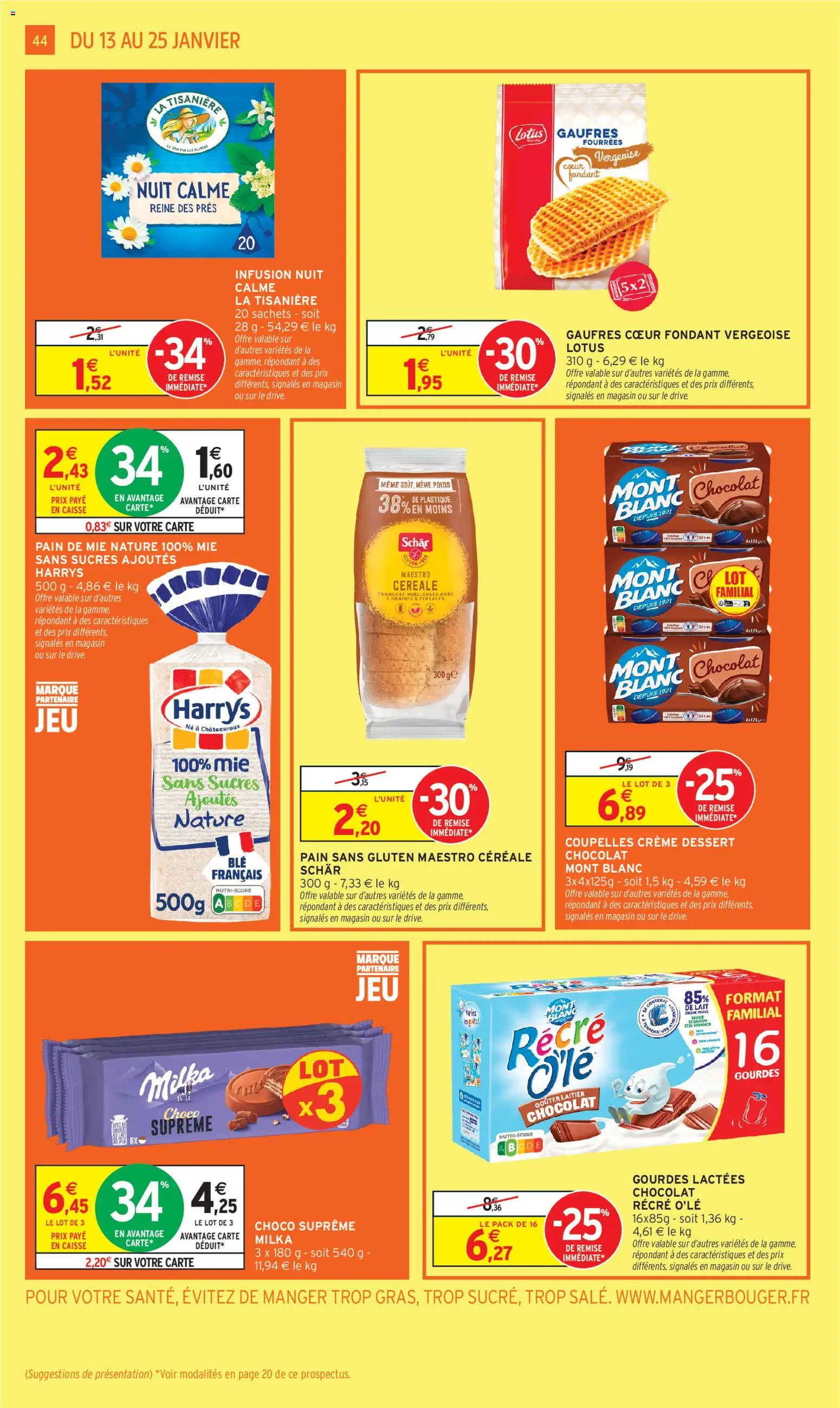 {H1} | Page: 44 | Produits: Pain sans gluten, Infusion, Pain, Crème