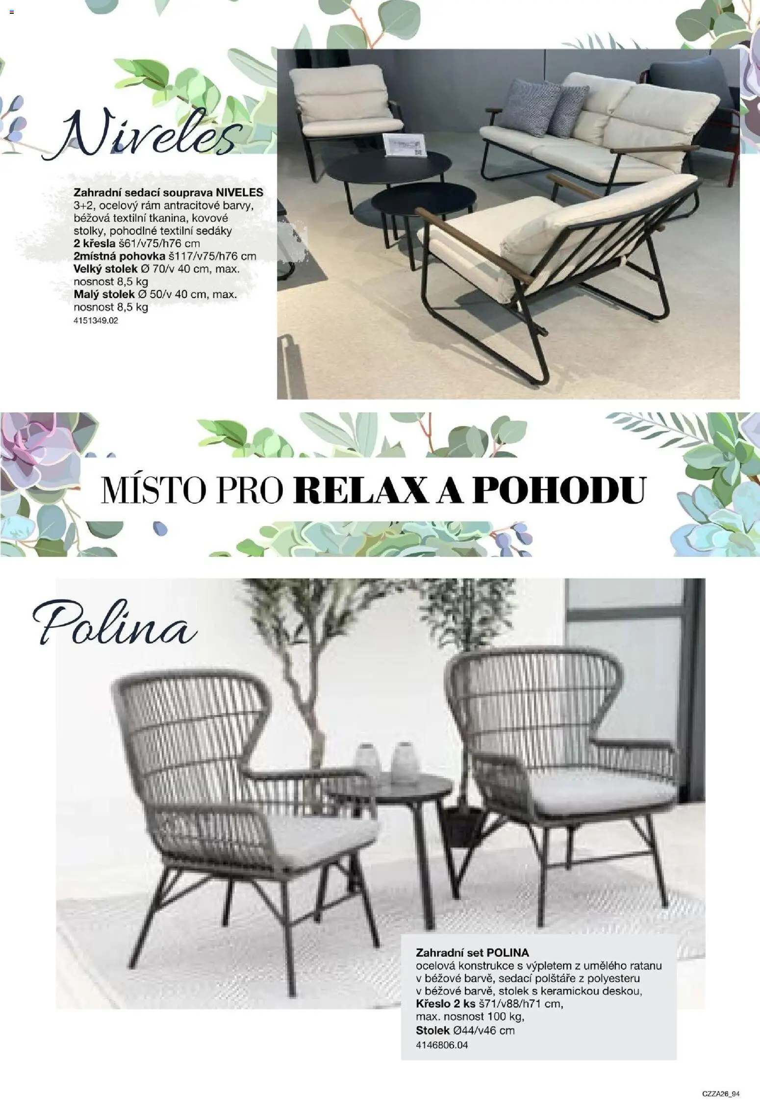 Sconto nábytek katalog - Zahradní speciál od 01.01.2026 | Strana: 94 | Produkty: Polštáře, Sedací souprava, Křesla, Pohovka