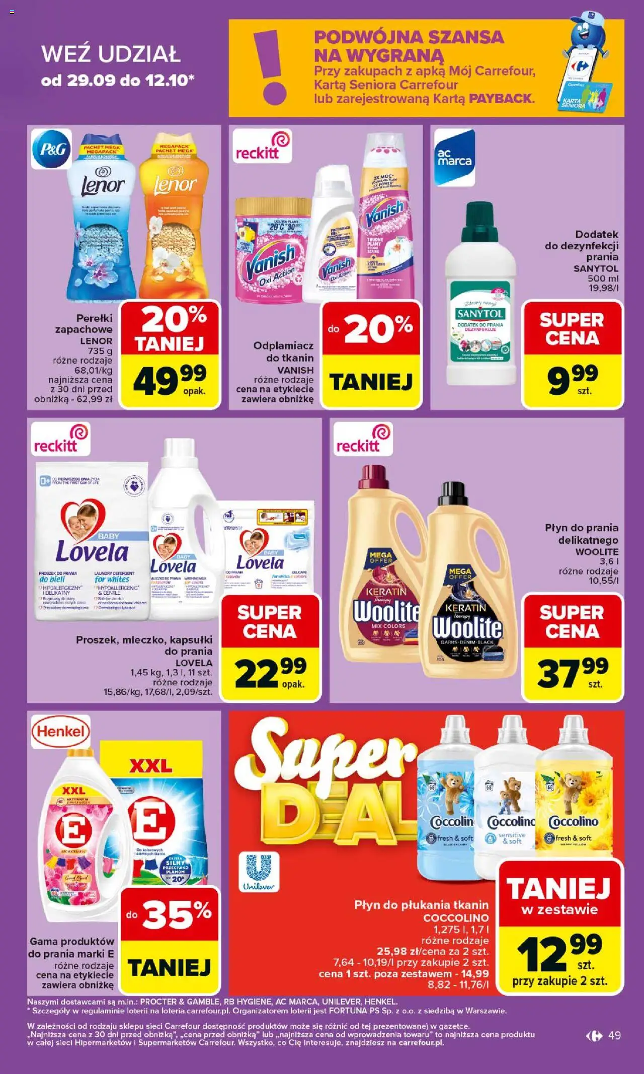 Carrefour Gazetka od 06.10.2025 | Strona: 49 | Produkty: Vanish, Coccolino, Proszek do prania, Odplamiacz