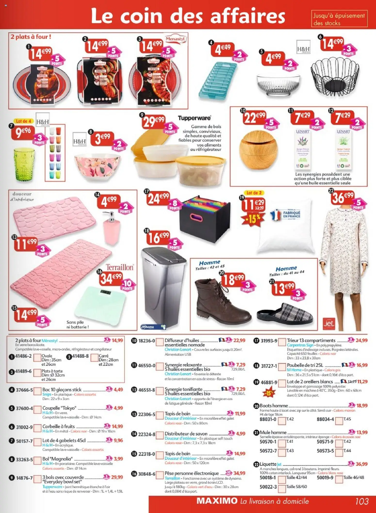 {H1} | Page: 103 | Produits: USB, Congélateur, Plateau, Enveloppe