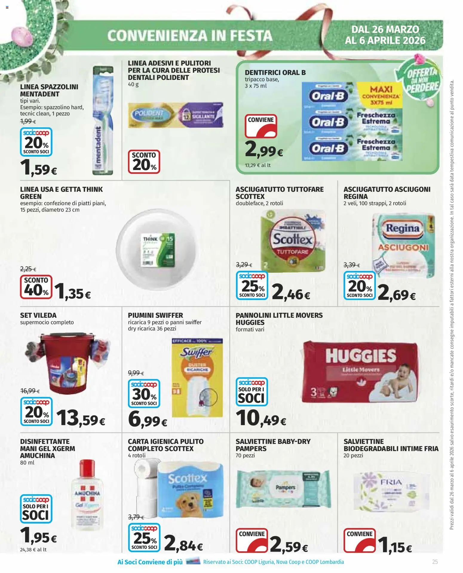 Volantino COOP del 26.03.2026 | Pagina: 25 | Prodotti: Pannolini, Spazzolino, Pampers, Asciugatutto