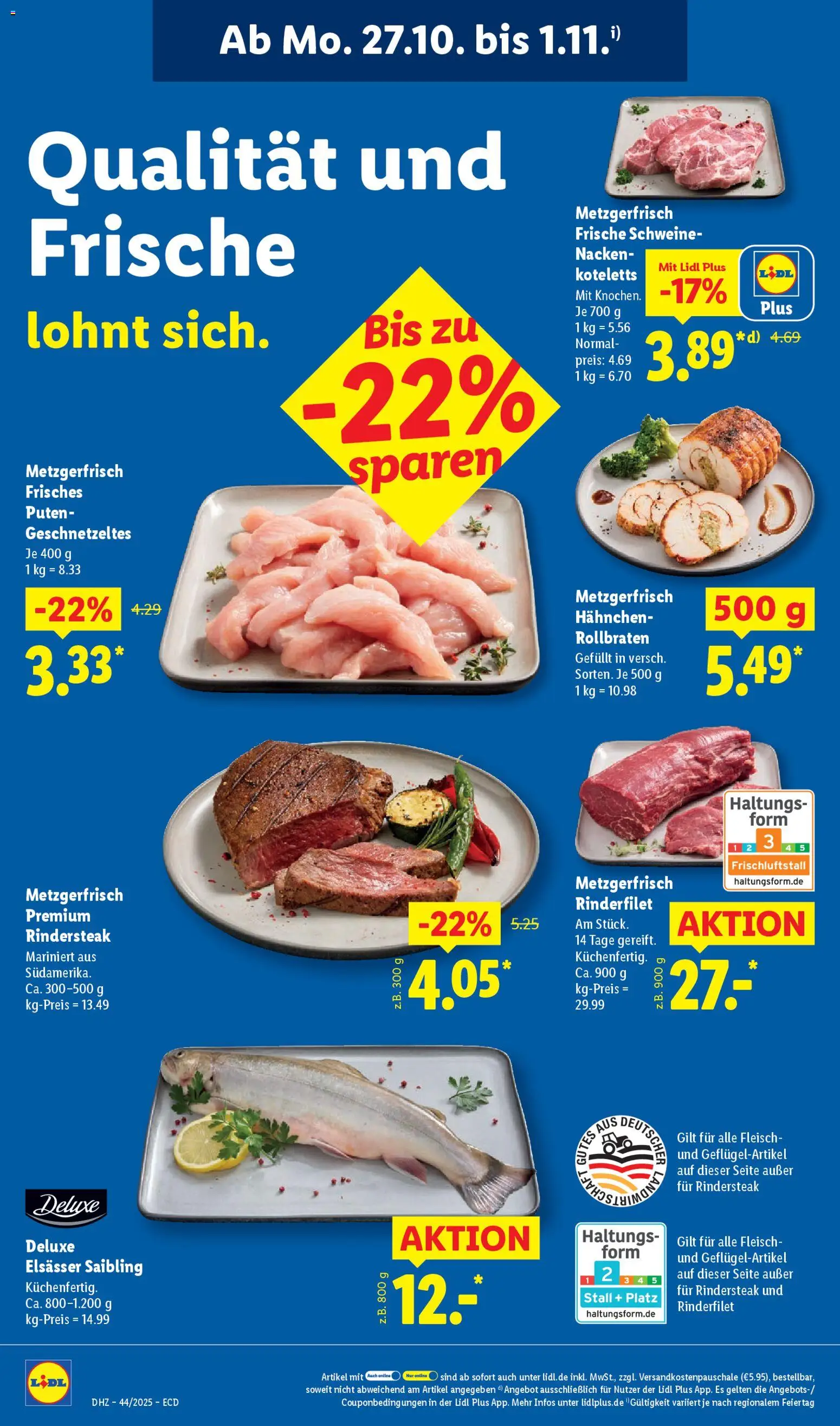 Lidl - Prospekt – gültig ab 27.10.2025 | Seite: 18 | Produkte: Hahnchen, Rinderfilet, Fleisch
