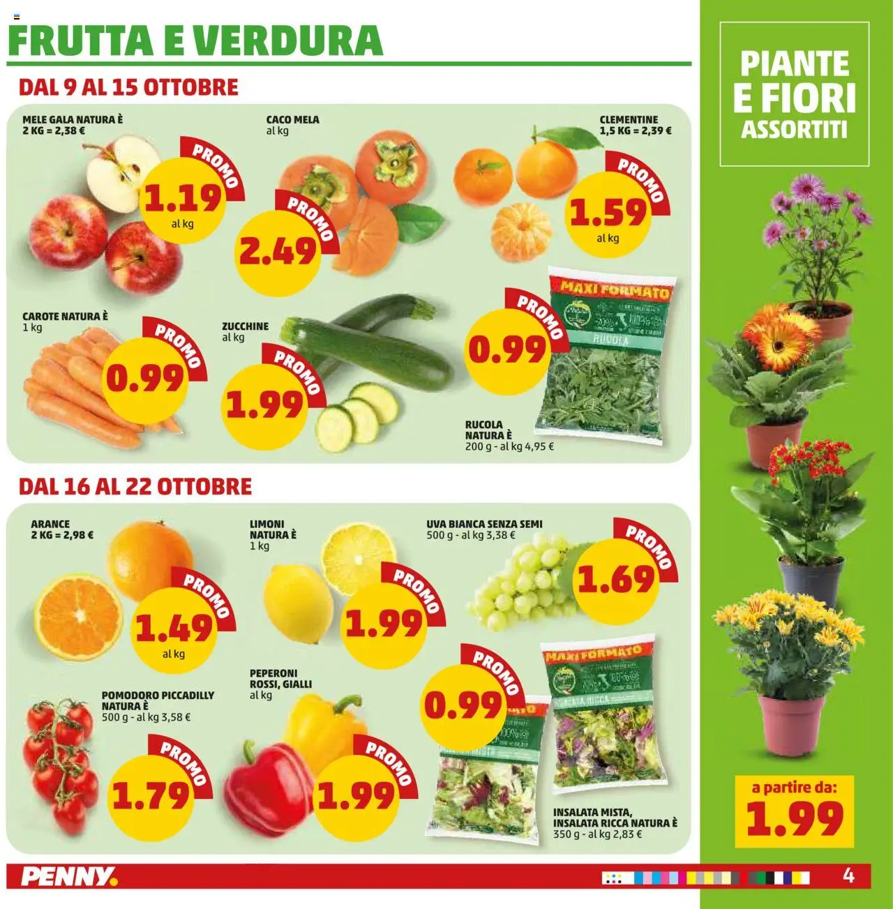 Volantino PENNY del 09.10.2025 | Pagina: 4 | Prodotti: Rucola, Peperoni, Uva, Zucchine