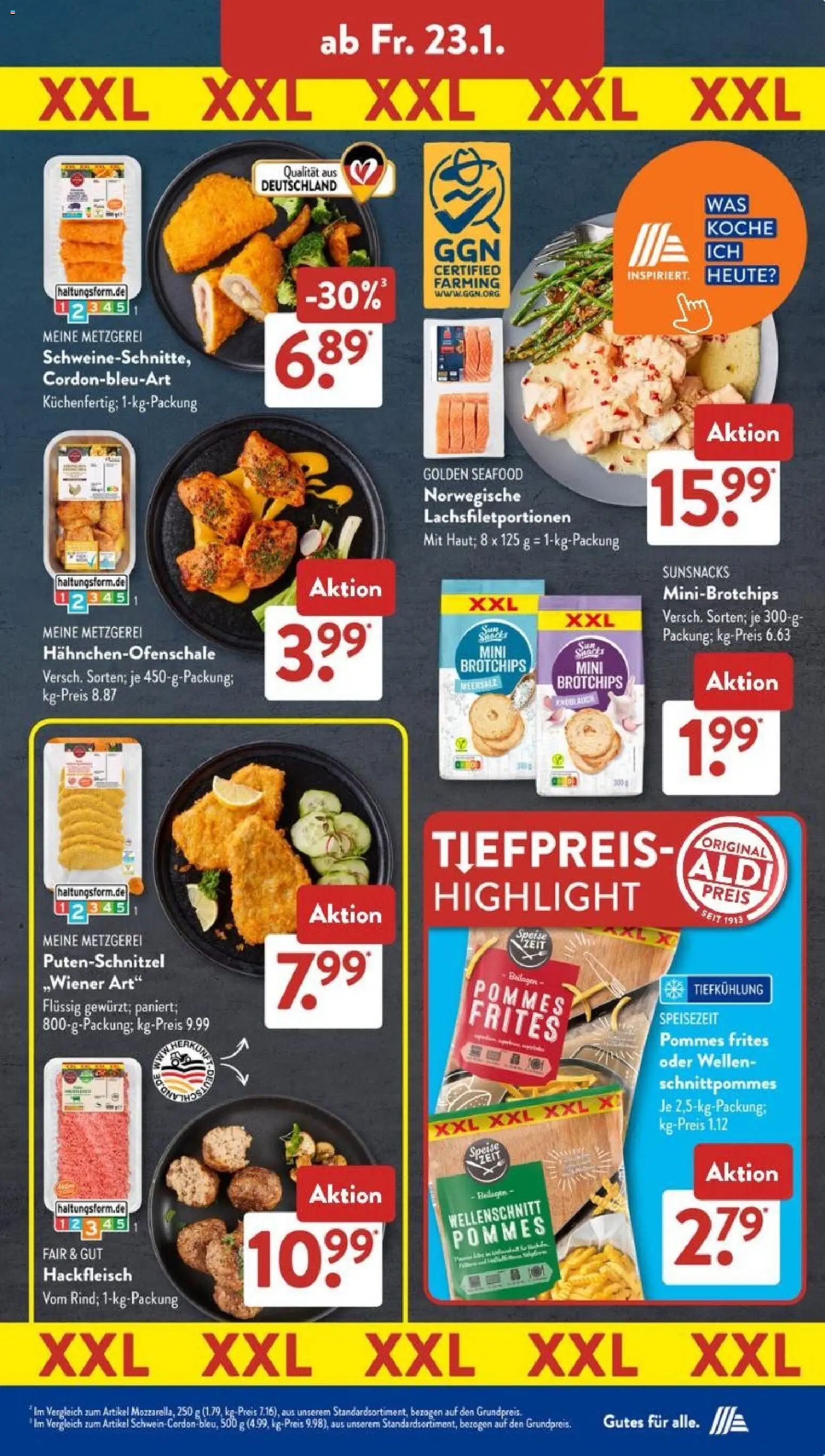 Aldi Süd Prospekt 	 – gültig ab 19.01.2026 | Seite: 17 | Produkte: Pommes, Pommes frites, Putenschnitzel, Hackfleisch
