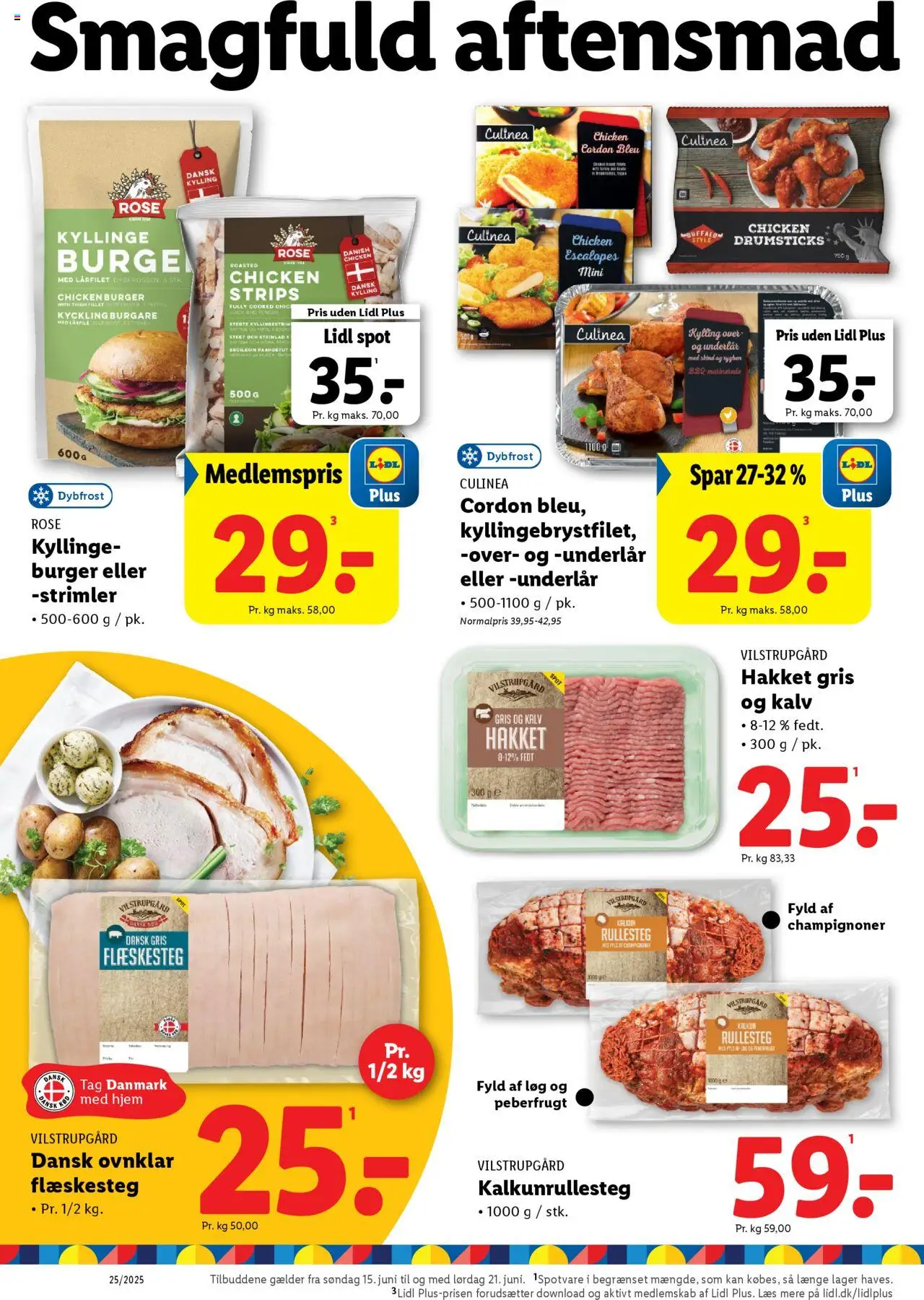 Lidl Tilbudsavis gyldig fra 19.06.2025 | Side: 15 | Produkter: Kalkun, Flæskesteg, Søm, Peberfrugt