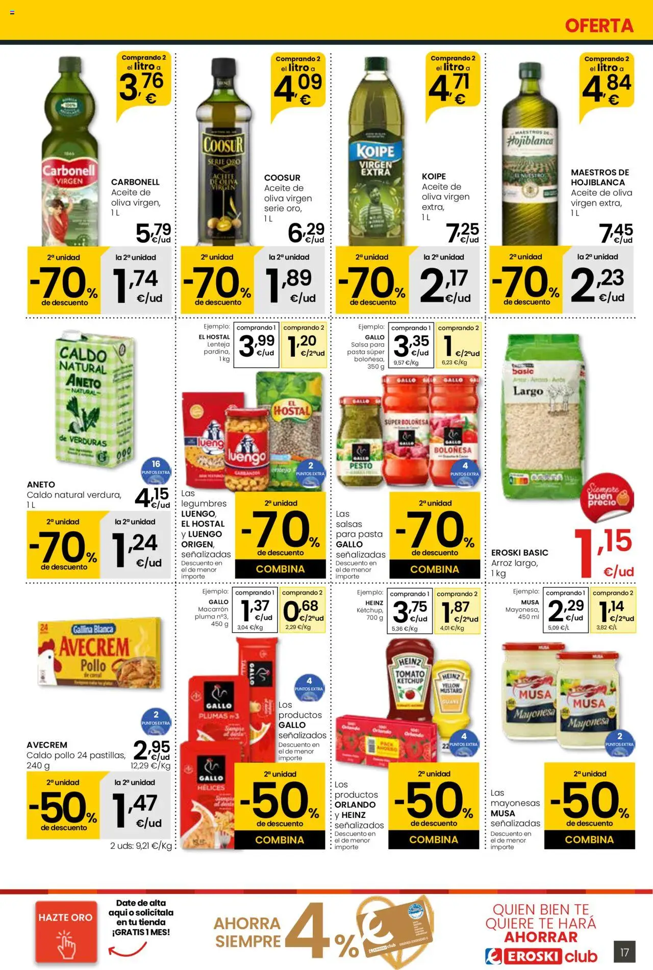 Eroski - Eskaintza handia Center │ válido desde el 18.09.2025 | Página: 17 | Productos: Aceite, Arroz, Aceite de oliva, Οθόνη προβολής