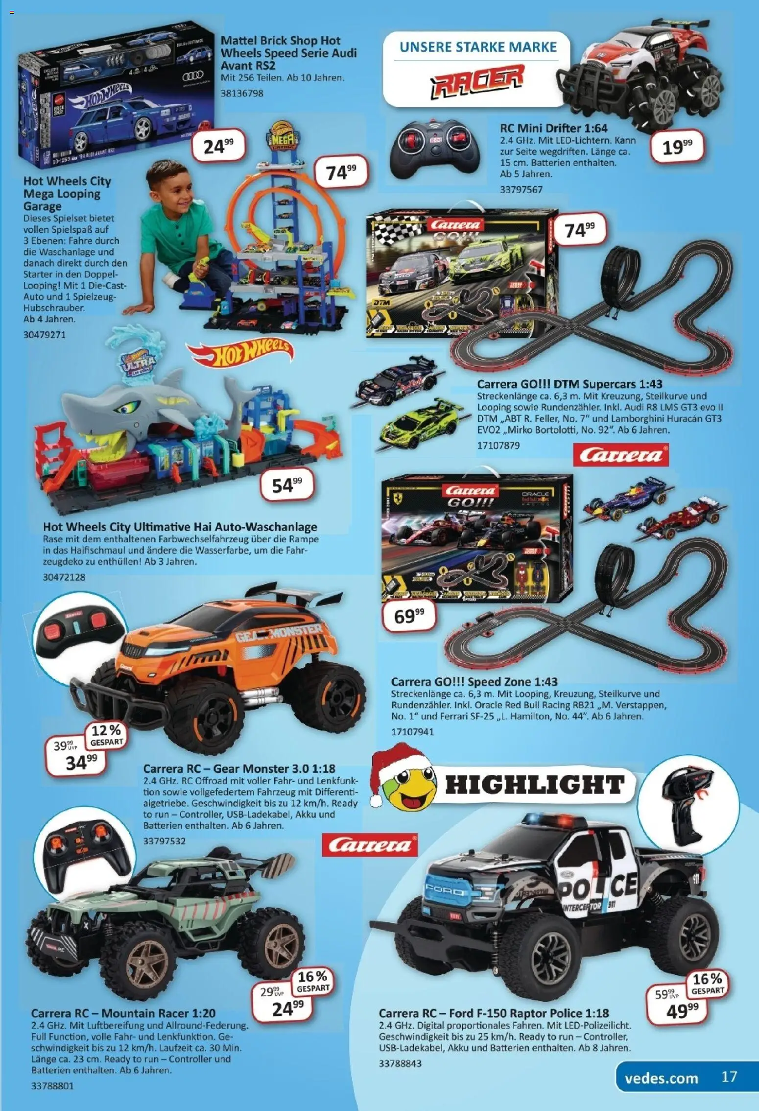 Vedes Weihnachtsflyer  – gültig ab 19.11.2025 | Seite: 17 | Produkte: Red bull, Batterien, Monster