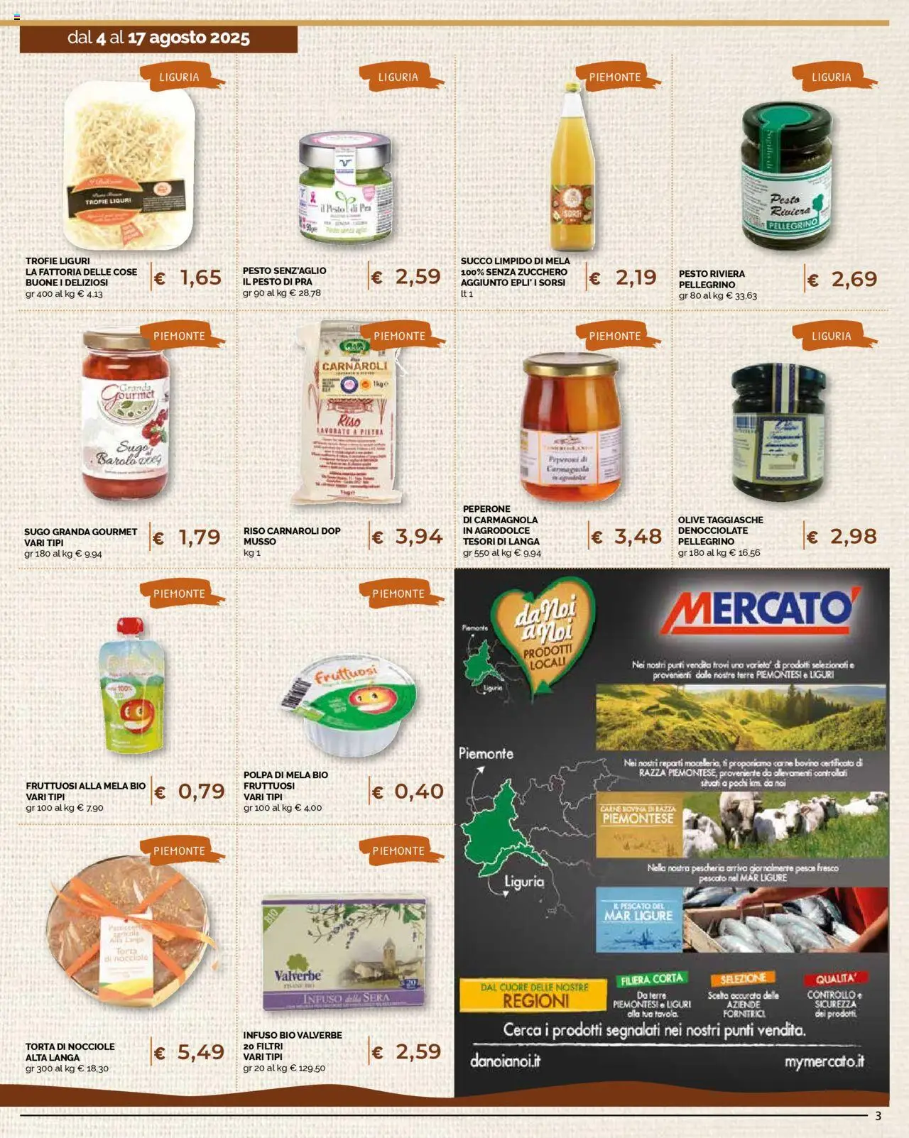 Volantino Mercatò del 04.08.2025 | Pagina: 3 | Prodotti: Succo, Zucchero, Nocciole, Pesto