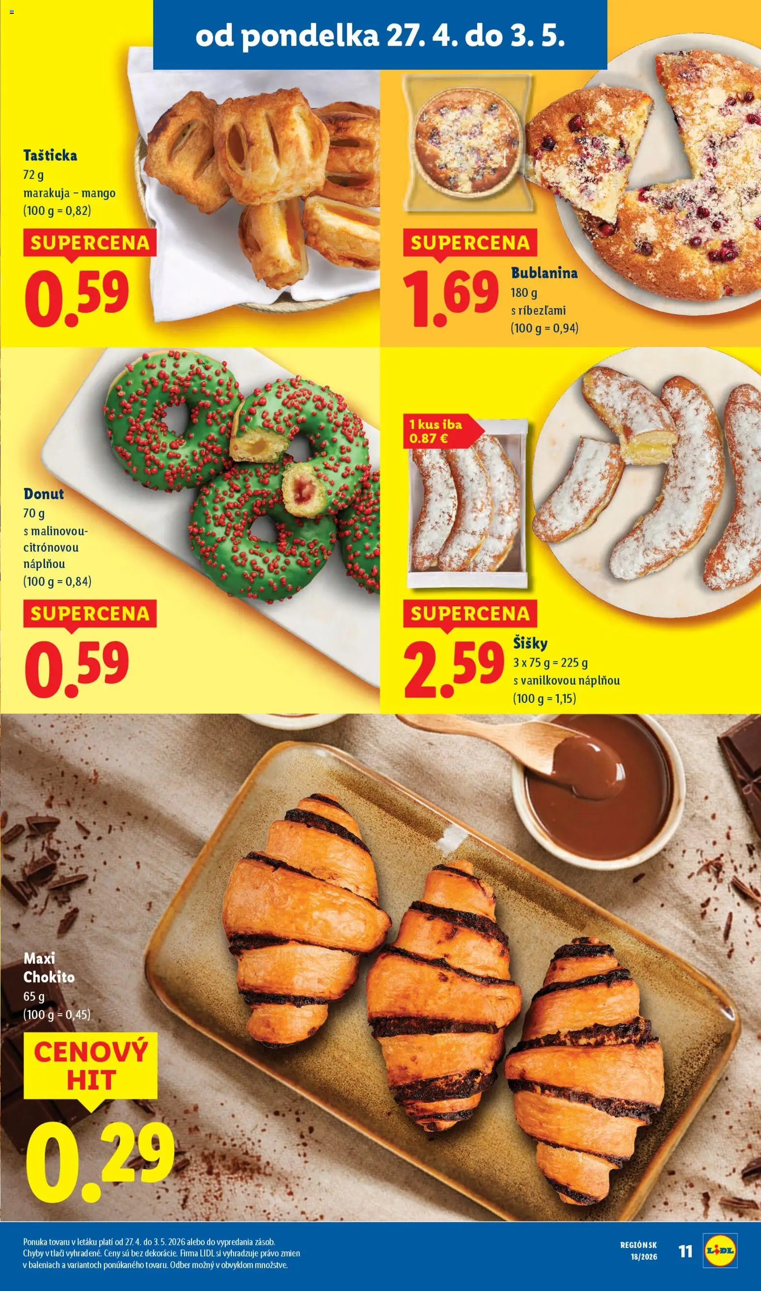 Nové Lidl akcie – leták je platný od 27.04.2026 | Strana: 13 | Produkty: Donut, Šišky, Mango