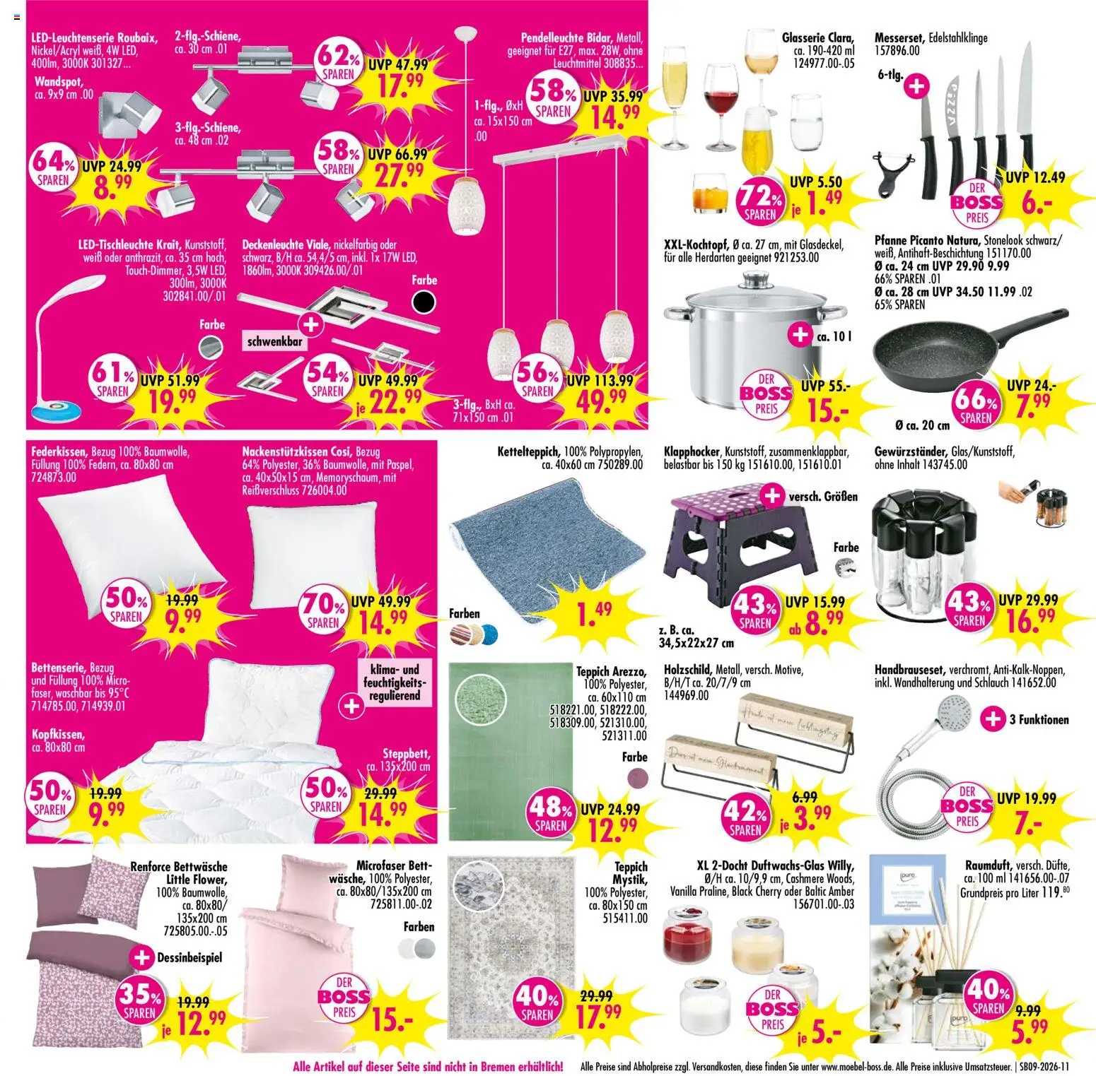 SB Möbel Boss Prospekt 	 – gültig ab 21.02.2026 | Seite: 11 | Produkte: Bett, Bettwäsche, Teppich, Pizza