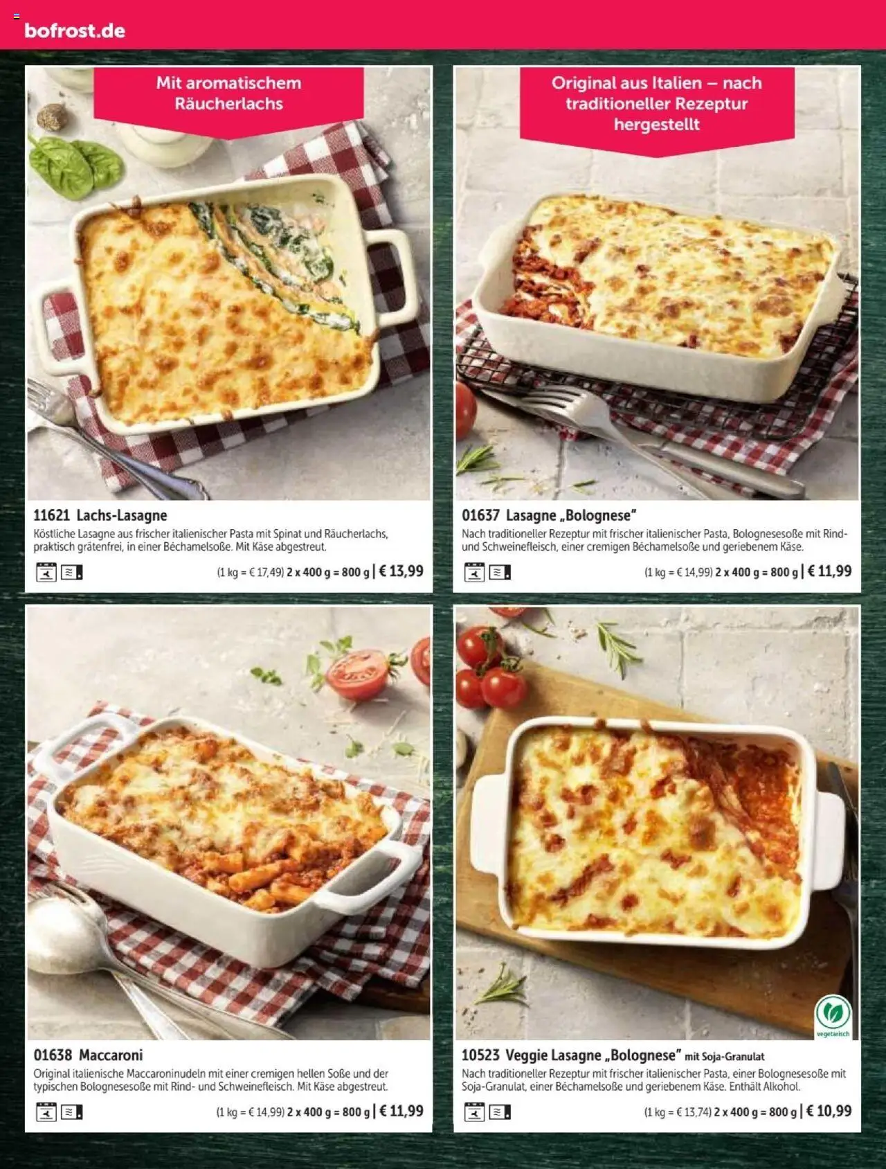 Bofrost Katalog – gültig ab 07.09.2025 | Seite: 114 | Produkte: Käse, Räucherlachs, Soße, Pasta