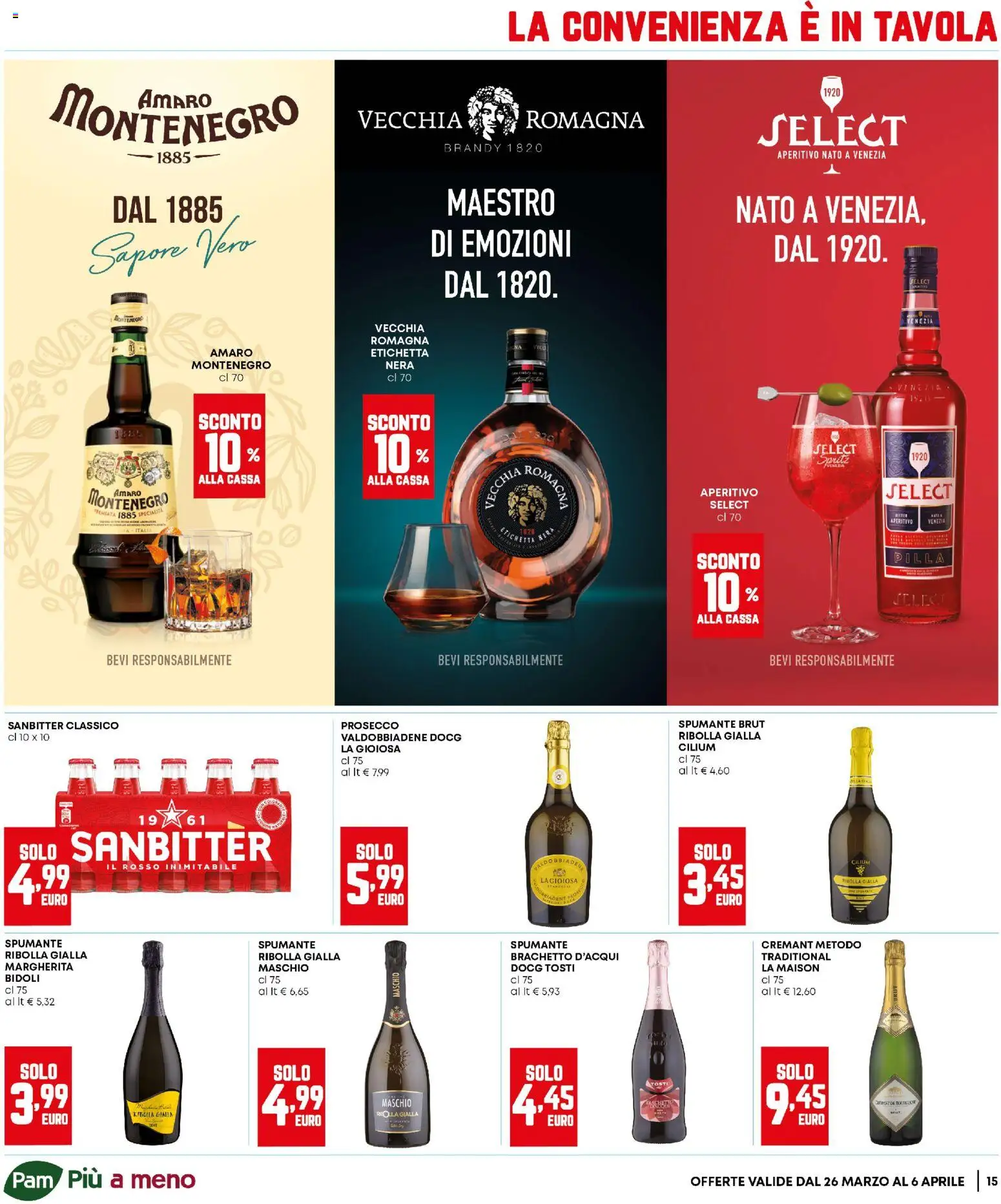 Volantino Panorama del 26.03.2026 | Pagina: 15 | Prodotti: Prosecco, Spumante, Amaro, Aperitivo