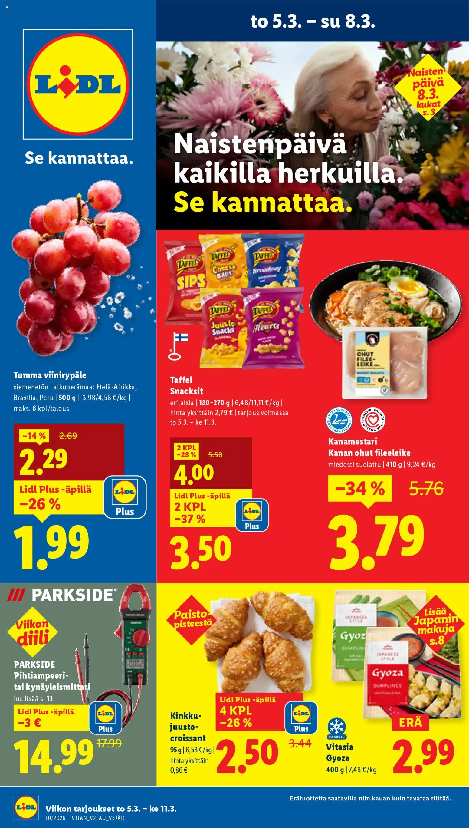 Lidl tarjoukset - Tampere – voimassa 05.03.2026 alkaen | Sivu: 1 | Tuotteet: Juusto, Kinkku