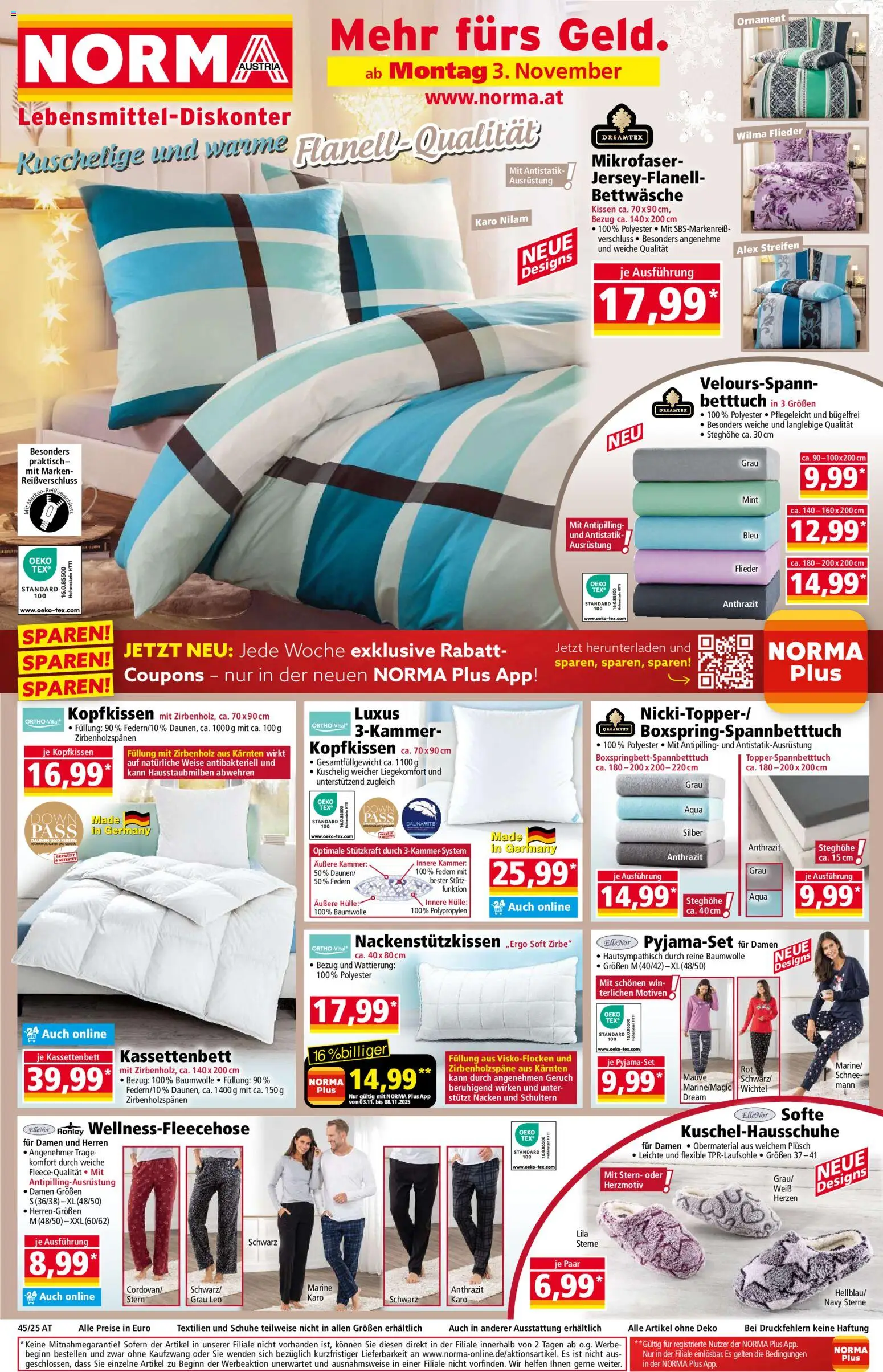 Norma Flugblatt gültig ab 03.11.2025 | Seite: 1 | Produkte: Hülle, Kissen