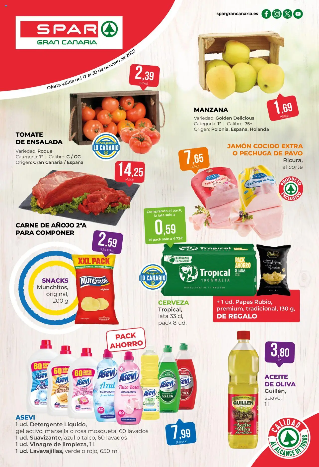 Spar folleto │ válido desde el 17.10.2025 | Página: 1 | Productos: Detergente, Manzana, Ensalada, Suavizante