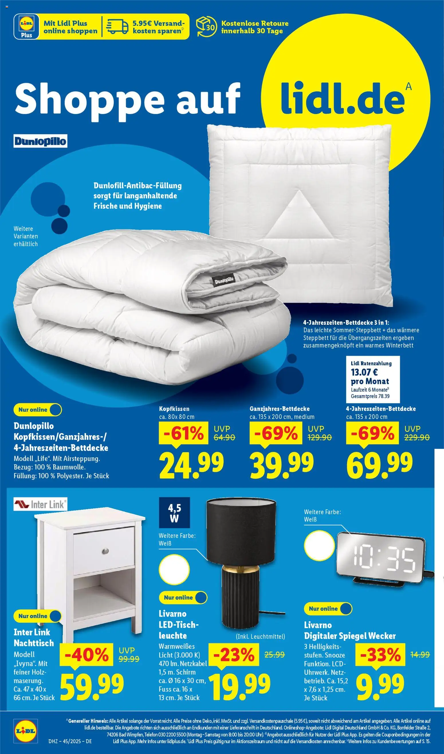 Lidl Prospekt Heppenheim – gültig ab 03.11.2025 | Seite: 4 | Produkte: Bett, Nachttisch, Bad, Wecker