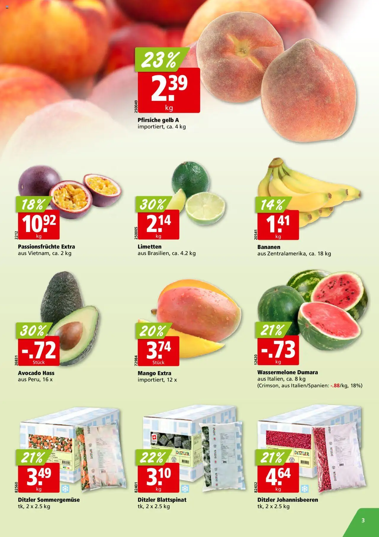 Aligro Aktionen Schlieren, Gossau SG, Frauenfeld, Rapperswil-Jona, Sargans, Bern, Brüttisellen, Pratteln, Emmen, Spreitenbach ab 11.08.2025 | Seite: 3 | Produkte: Avocado, Bananen, Mango, Wassermelone