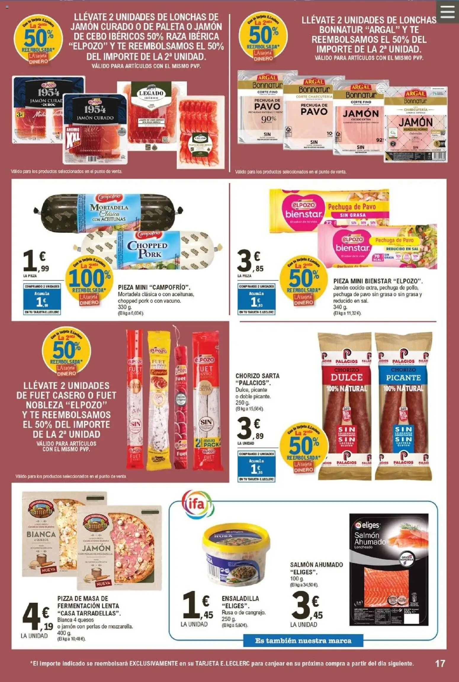 E.Leclerc folleto │ válido desde el 07.01.2026 | Página: 17 | Productos: Jamón, Jamón cocido, Té, Salmón ahumado