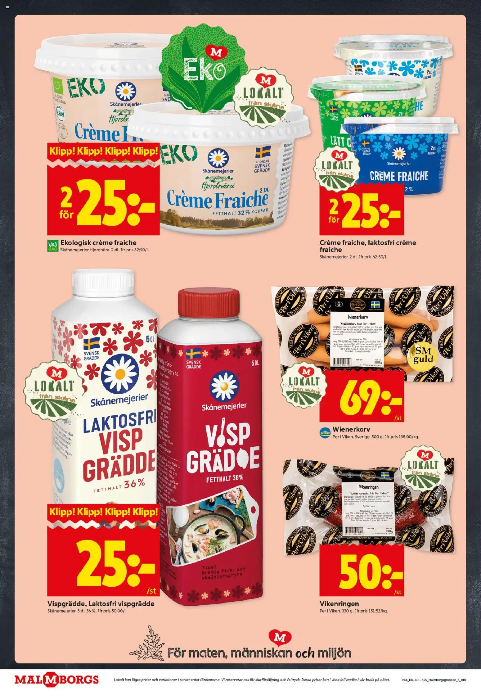 ICA Kvantum reklamblad aktuell från 27.10.2025 | Sida: 10 | Produkter: Creme fraiche, Wienerkorv, Grädde, Vispgrädde