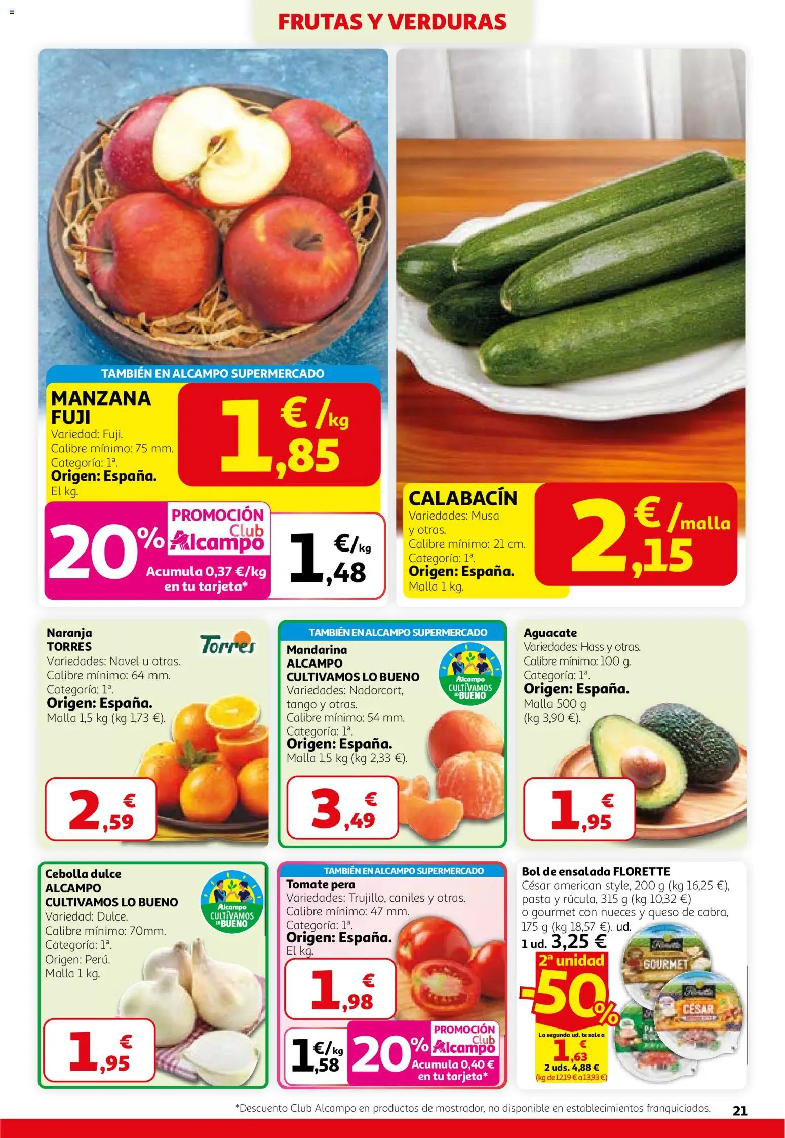 Alcampo - HG Madrid Unificado │ válido desde el 26.02.2026 | Página: 21 | Productos: Calabacín, Queso, Pasta, Παγωμένο τσάι