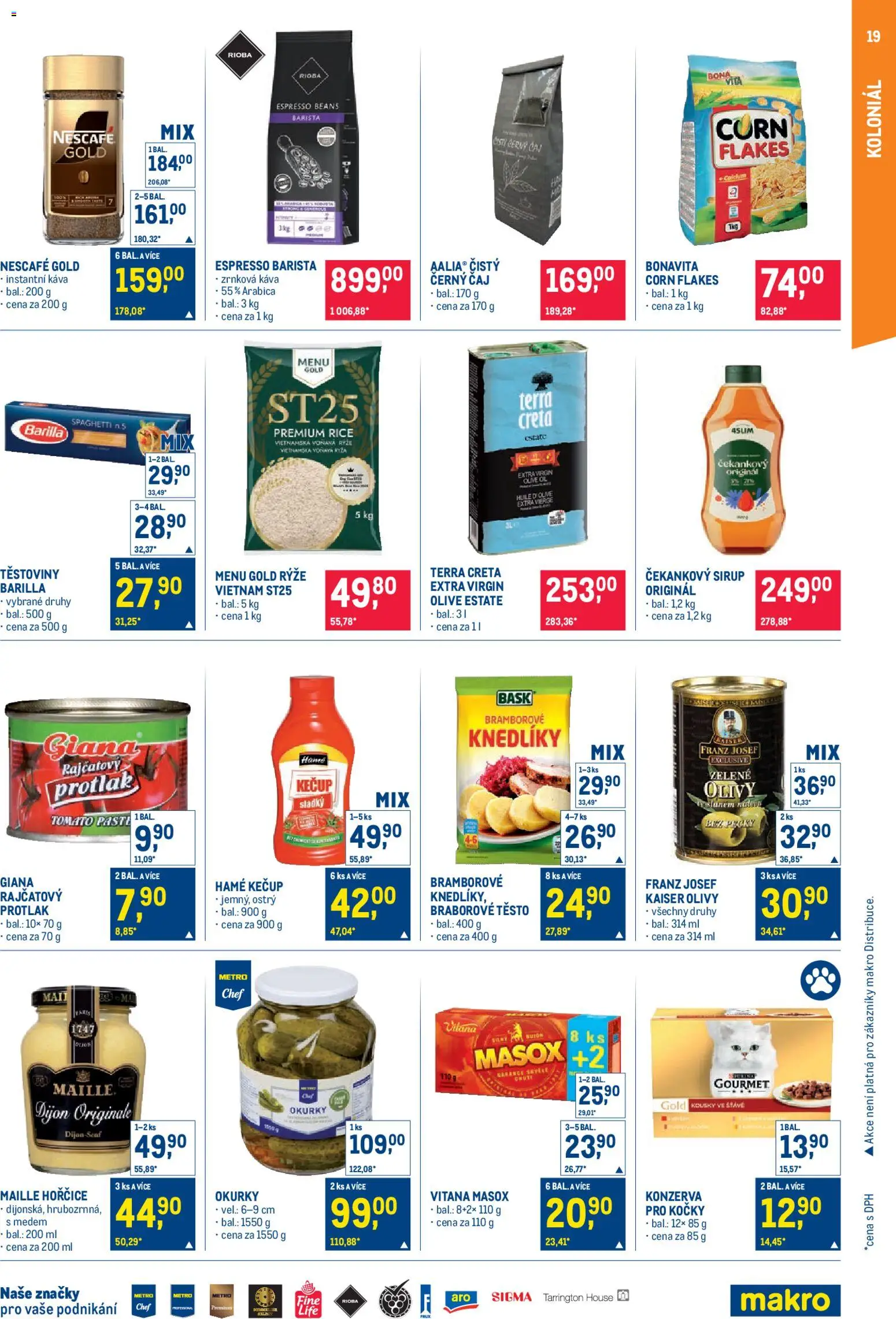 Makro leták - Pro milovníky jídla od 25.02.2026 | Strana: 19 | Produkty: Nescafé Gold, Těstoviny, Hořčice, Olivy