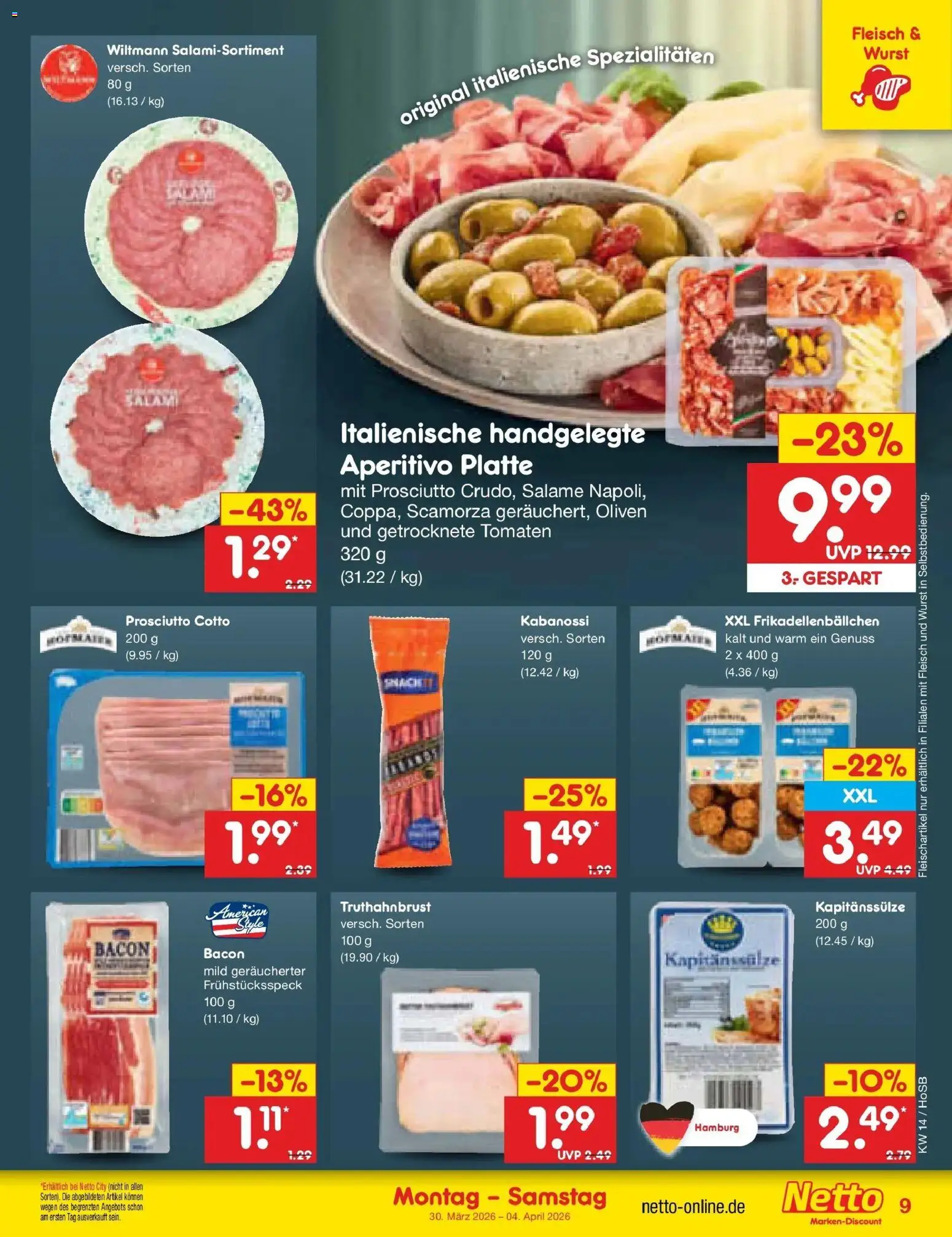 Netto Marken-Discount Prospekt Hannover	 – gültig ab 29.03.2026 | Seite: 9 | Produkte: Tomaten, Wurst, Salami, Fleisch