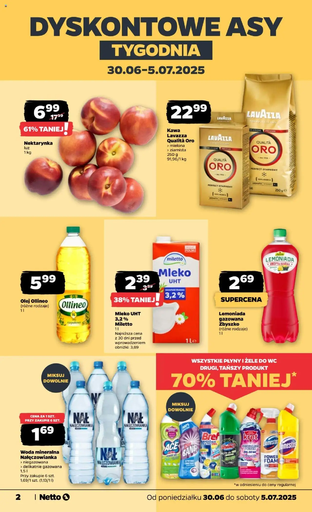 Netto gazetka - Spożywcza od 30.06.2025 | Strona: 2 | Produkty: Domestos, Olej, Kawa, Woda