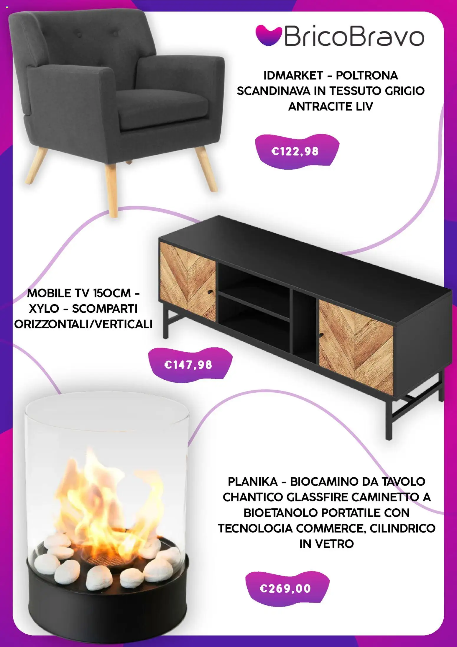 Volantino Brico Bravo del 31.01.2026 | Pagina: 5 | Prodotti: Mobile, Poltrona, Mobile tv, Tavolo