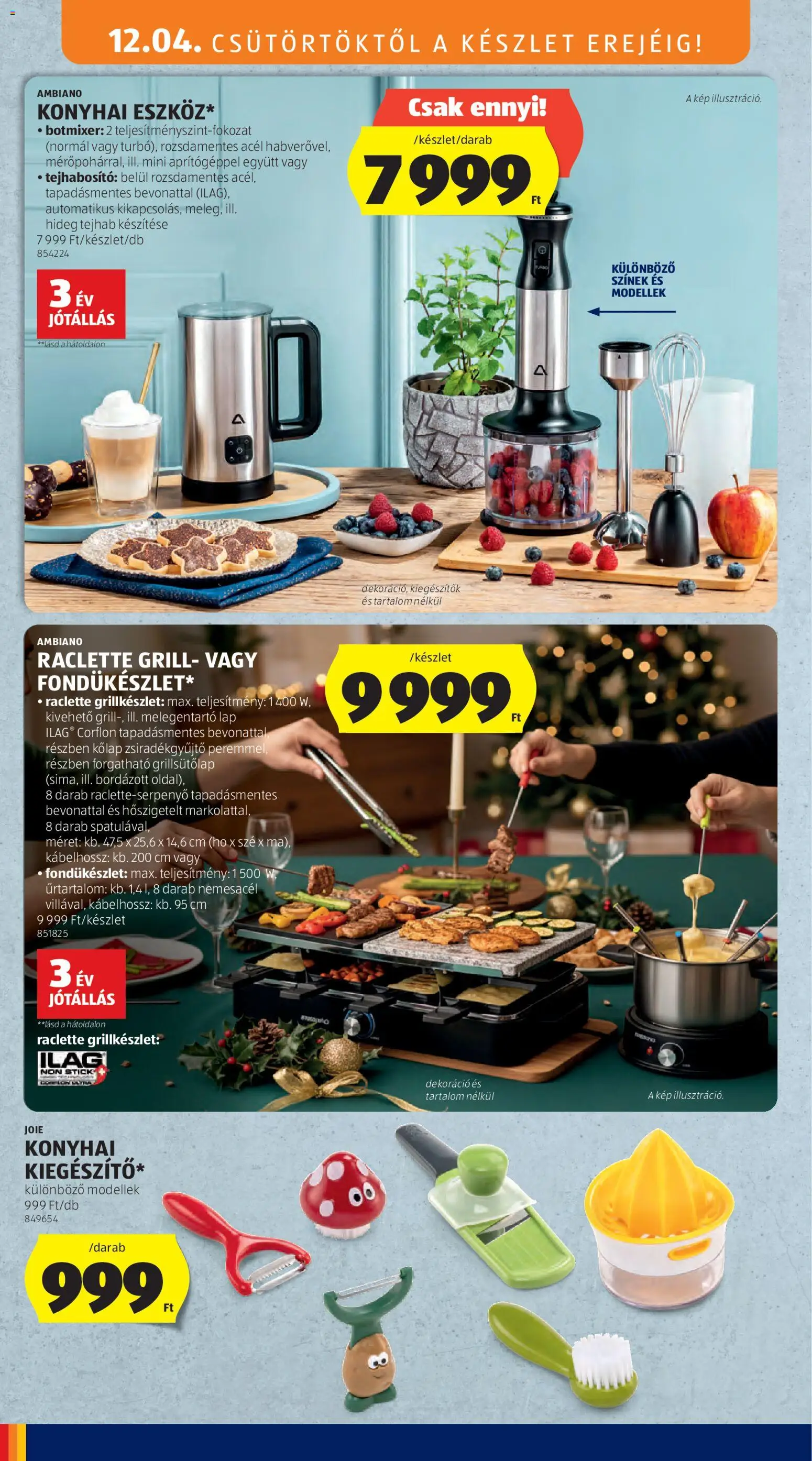 Aldi akciós ujság - amely érvényes a következő dátumtól: 04.12.2025 | Oldal: 10 | Termékek: Raclette, Tejhabosító, Grill, Dekoráció