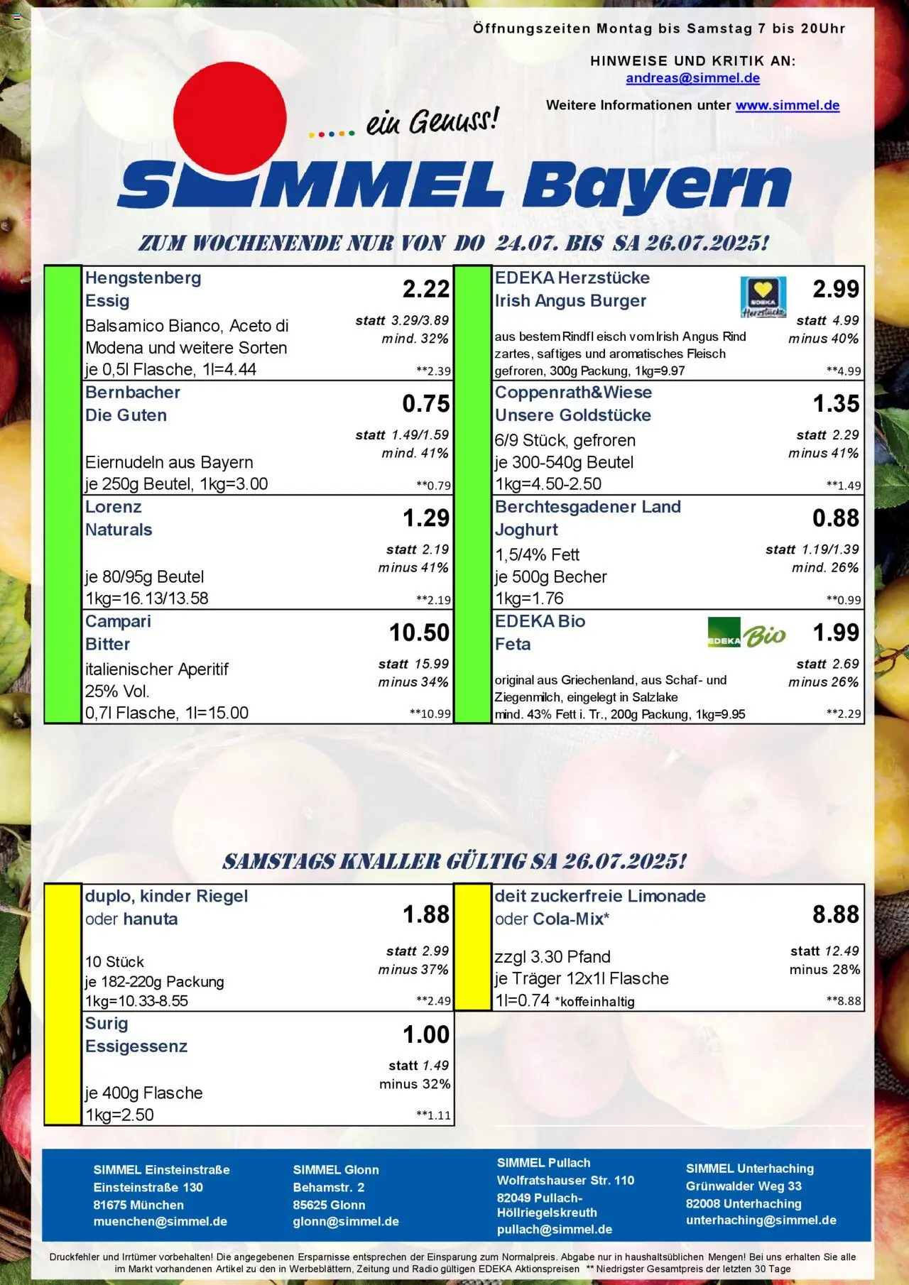 Simmel - Bayern - gültig ab dem 21.07.2025 | Seite: 9 | Produkte: Feta, Balsamico, Essig, Fleisch