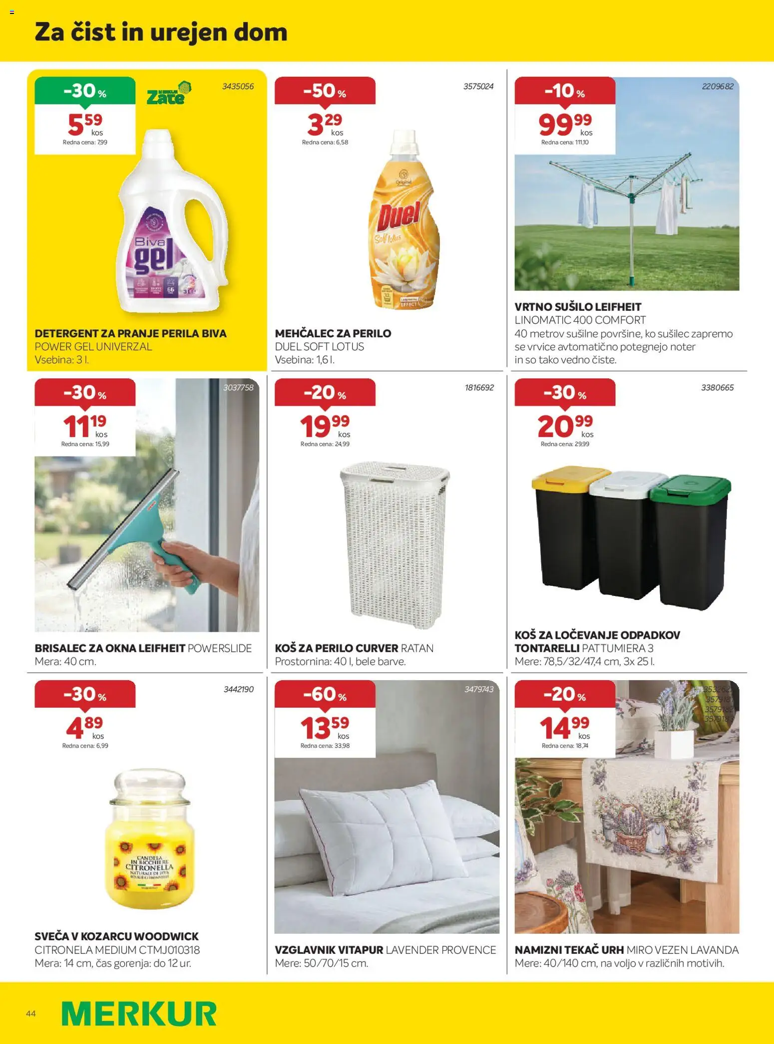 Novi Merkur katalog ponudbe – veljaven od 01.04.2026 | Stran: 44 | Izdelki: Mehčalec, Tekač, Mehcalec za perilo, Detergent