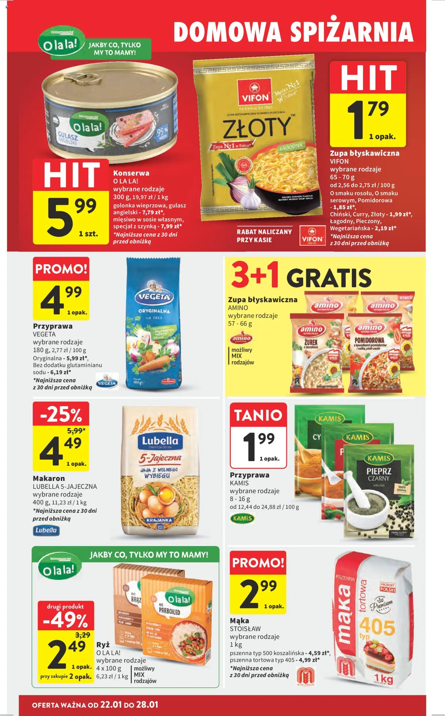 Intermarche Gazetka od 22.01.2026 | Strona: 28 | Produkty: Vifon, Szynka, Makaron, Jaja