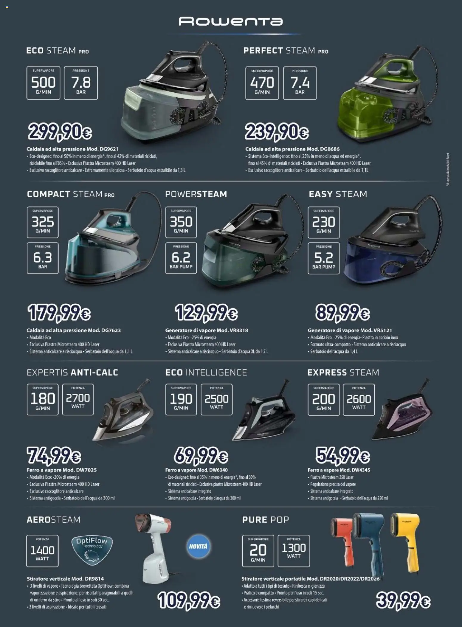 Volantino Unieuro del 06.12.2025 | Pagina: 32 | Prodotti: Stiratore verticale, Anticalcare, Acqua, Ferro da stiro