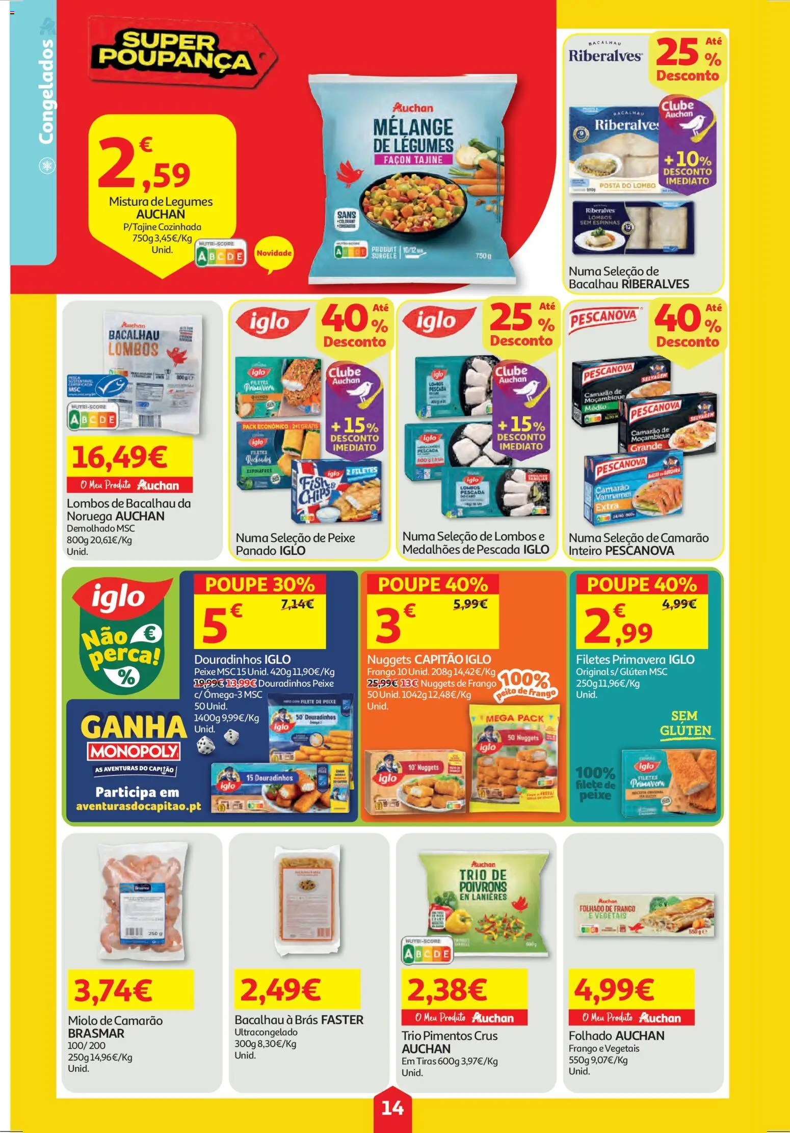 Auchan folheto │ válido de 04.12.2025 | Página: 14 | Produtos: Bacalhau, Peito de frango, Pescada, Nuggets